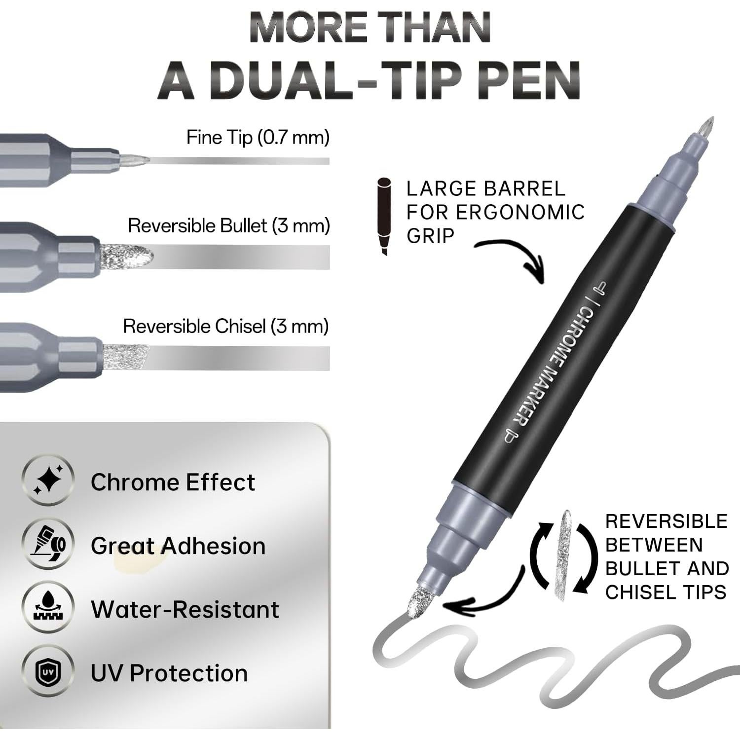 Marcador de Pintura Líquida Cromada COORIART Doble Punta 0.7mm 3mm