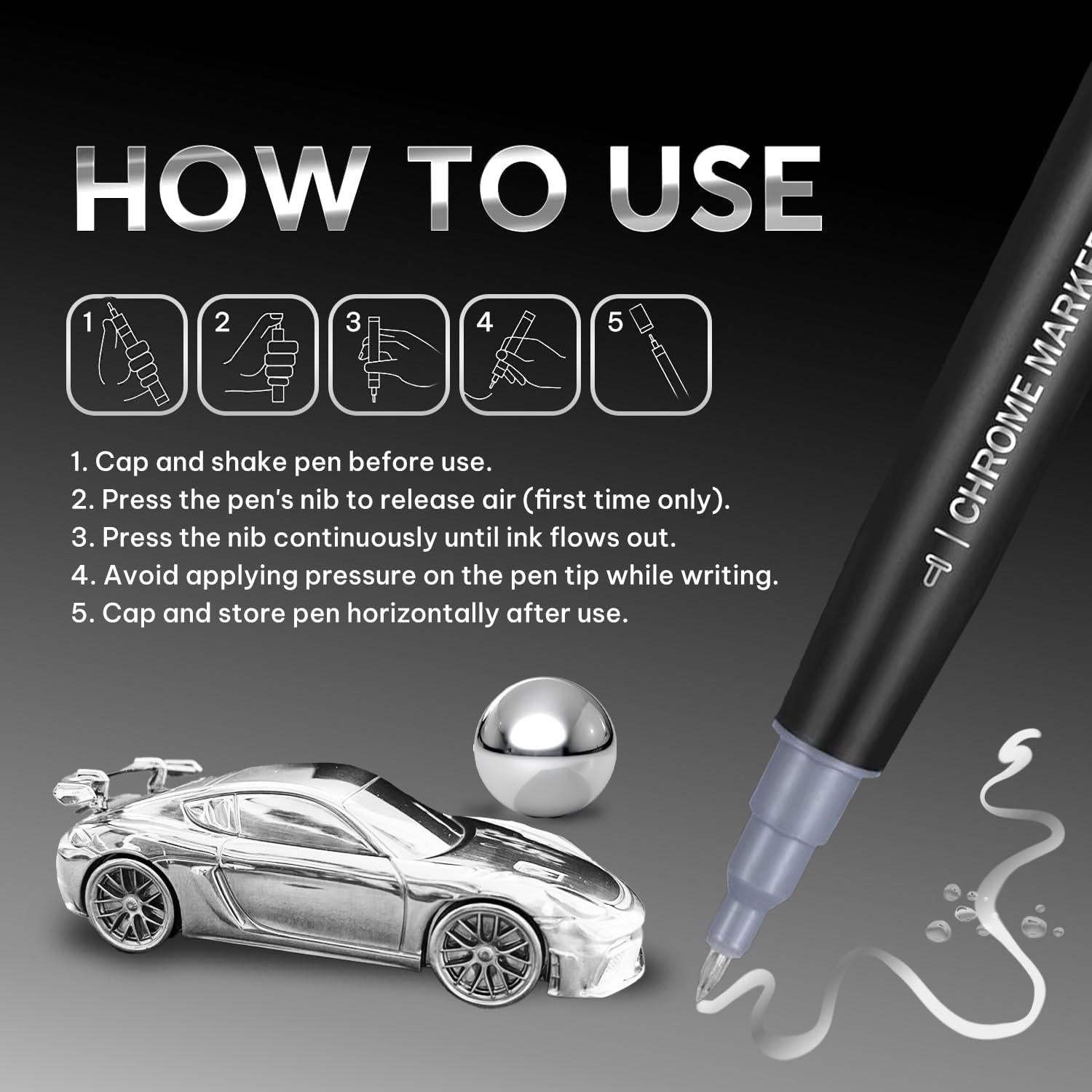 Marcador de Pintura Líquida Cromada COORIART Doble Punta 0.7mm 3mm