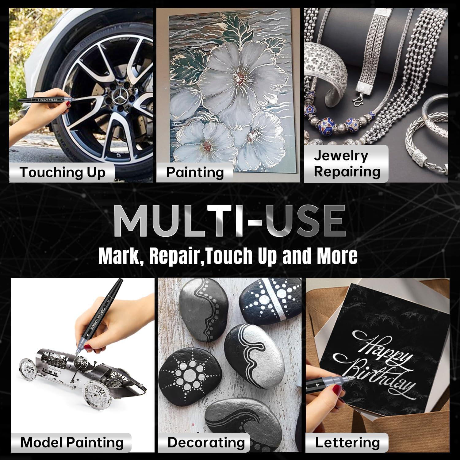 Marcador de Pintura Líquida Cromada COORIART Doble Punta 0.7mm 3mm