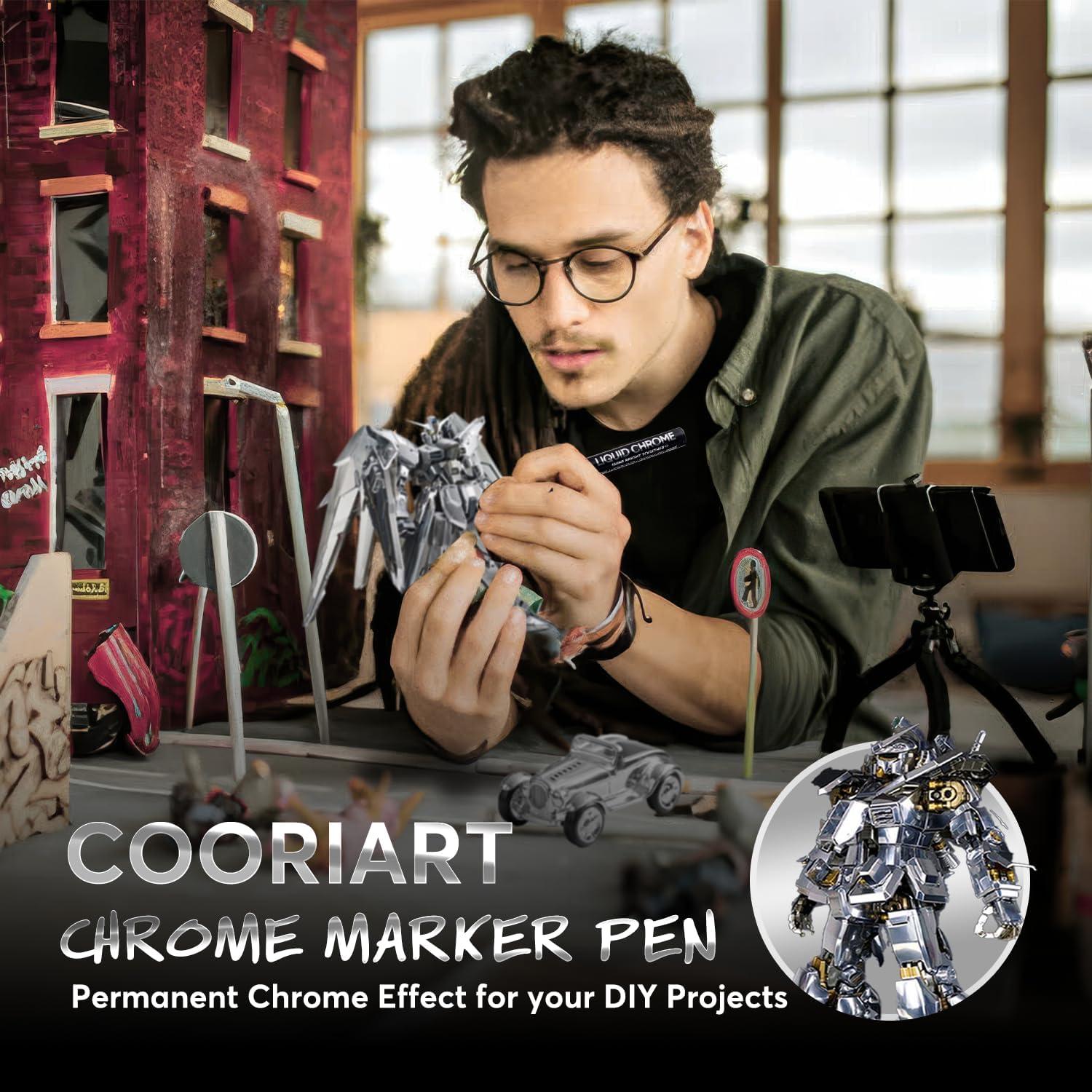 Marcador de Pintura Líquida Cromada COORIART Doble Punta 0.7mm 3mm