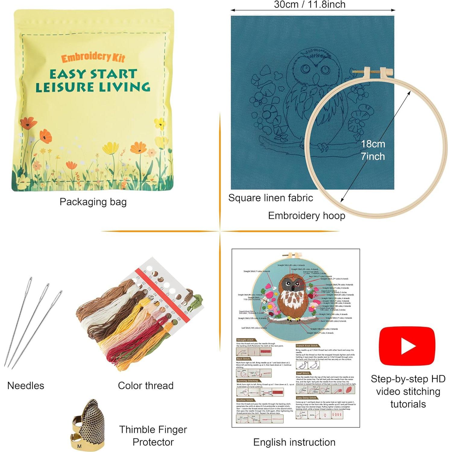 Kit de Bordado Culberta Mini para Adultos y Niños - 17.78 cm