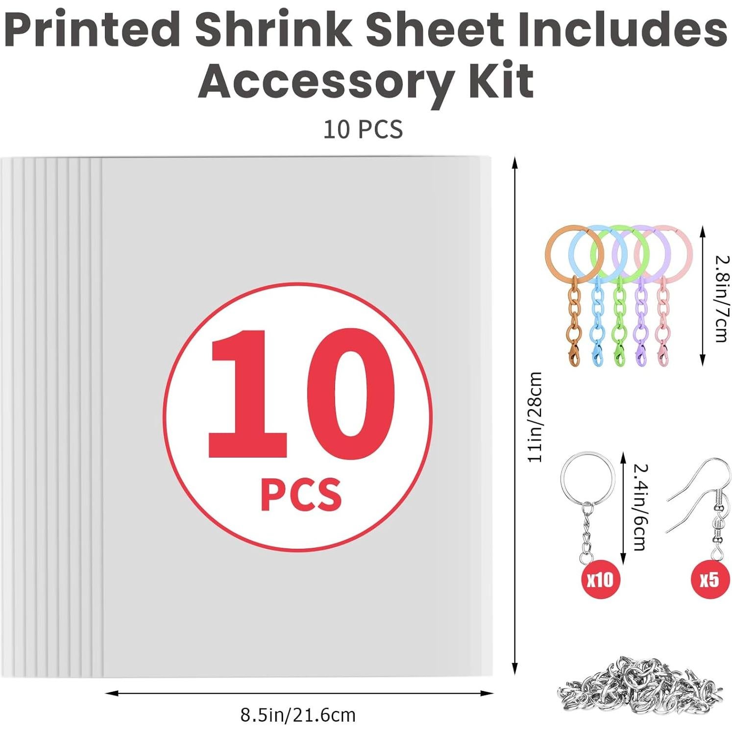 10 Hojas de Plástico Encogible Imprimibles Yncotte 21.6x27.9cm