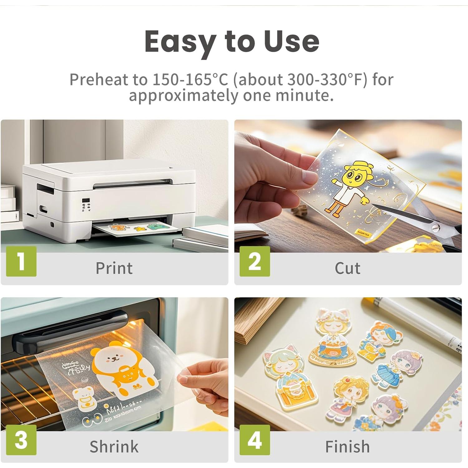 10 Hojas de Plástico Encogible Imprimibles Yncotte 21.6x27.9cm