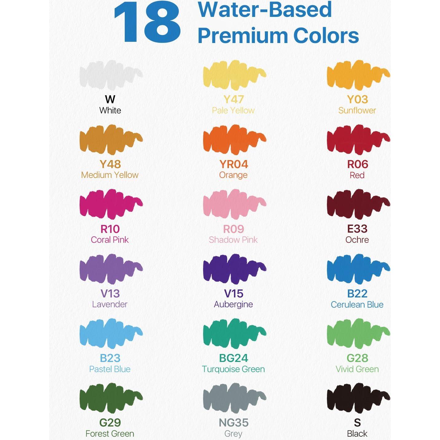 Marcadores Acrílicos JusArt 18 Colores Punta Pincel 1-8mm