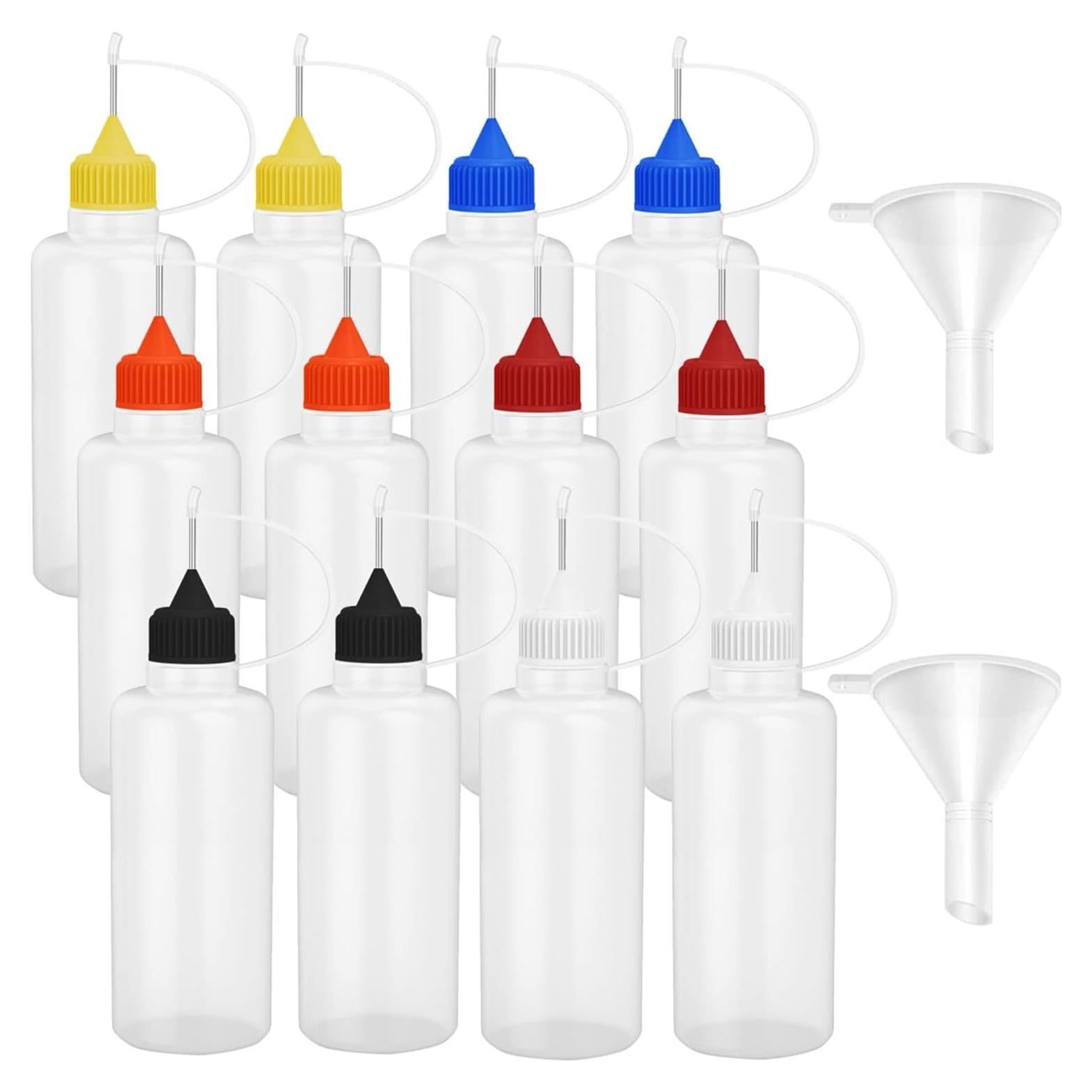 12 Botellas de Pegamento Hulless 60 mL Punta de Aguja Multicolor