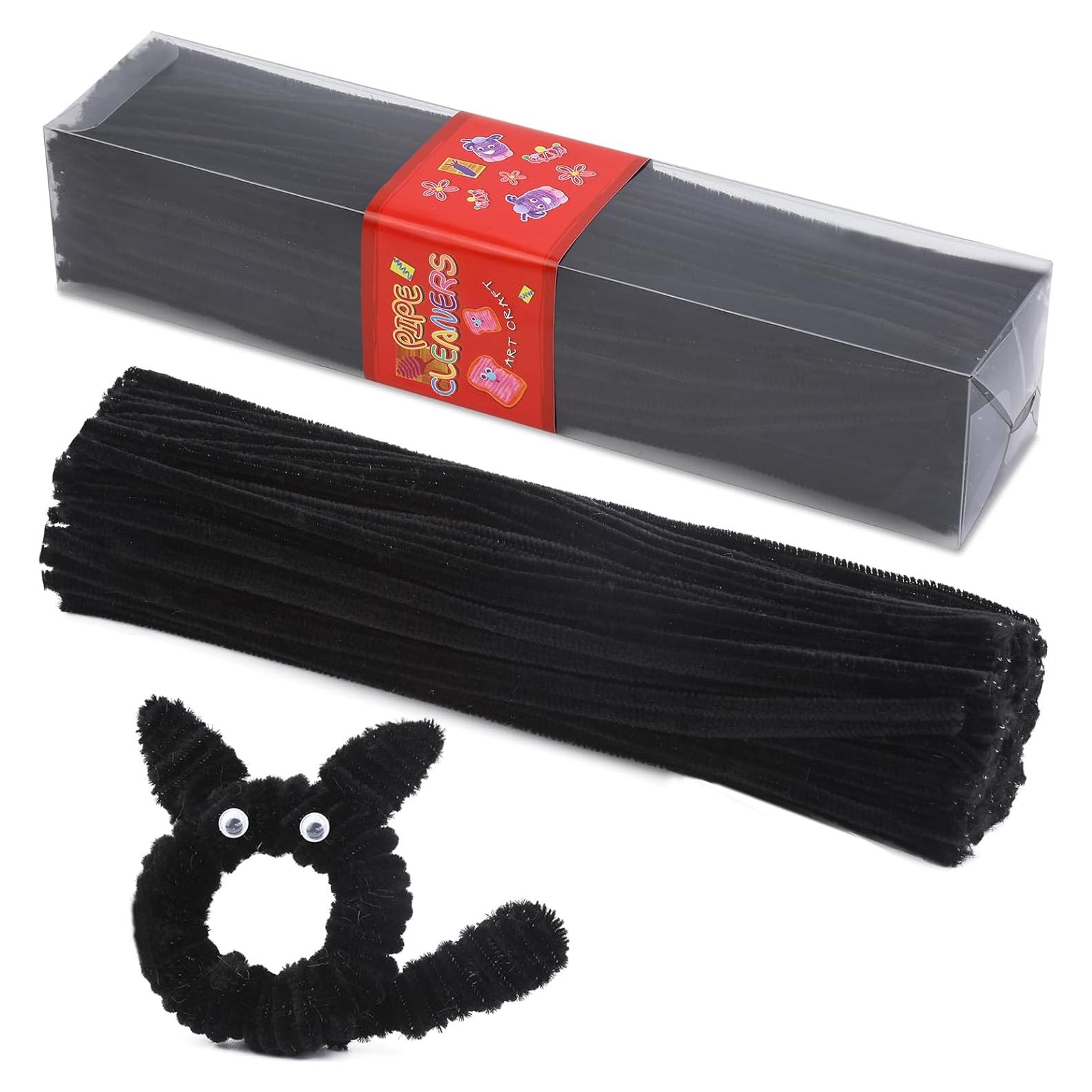 Limpiadores de Tubos LOKUNN 200 Pcs Chenille Negros Manualidades