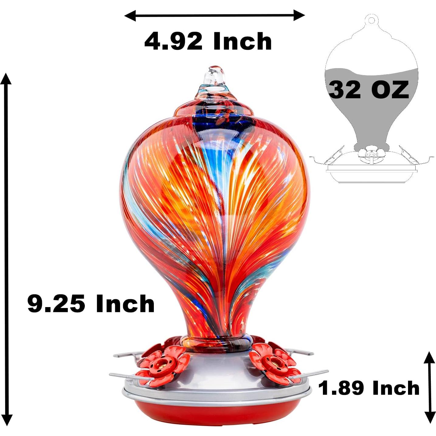 Alimentador de Colibrí Muse Garden de Vidrio Soplado 0.91L