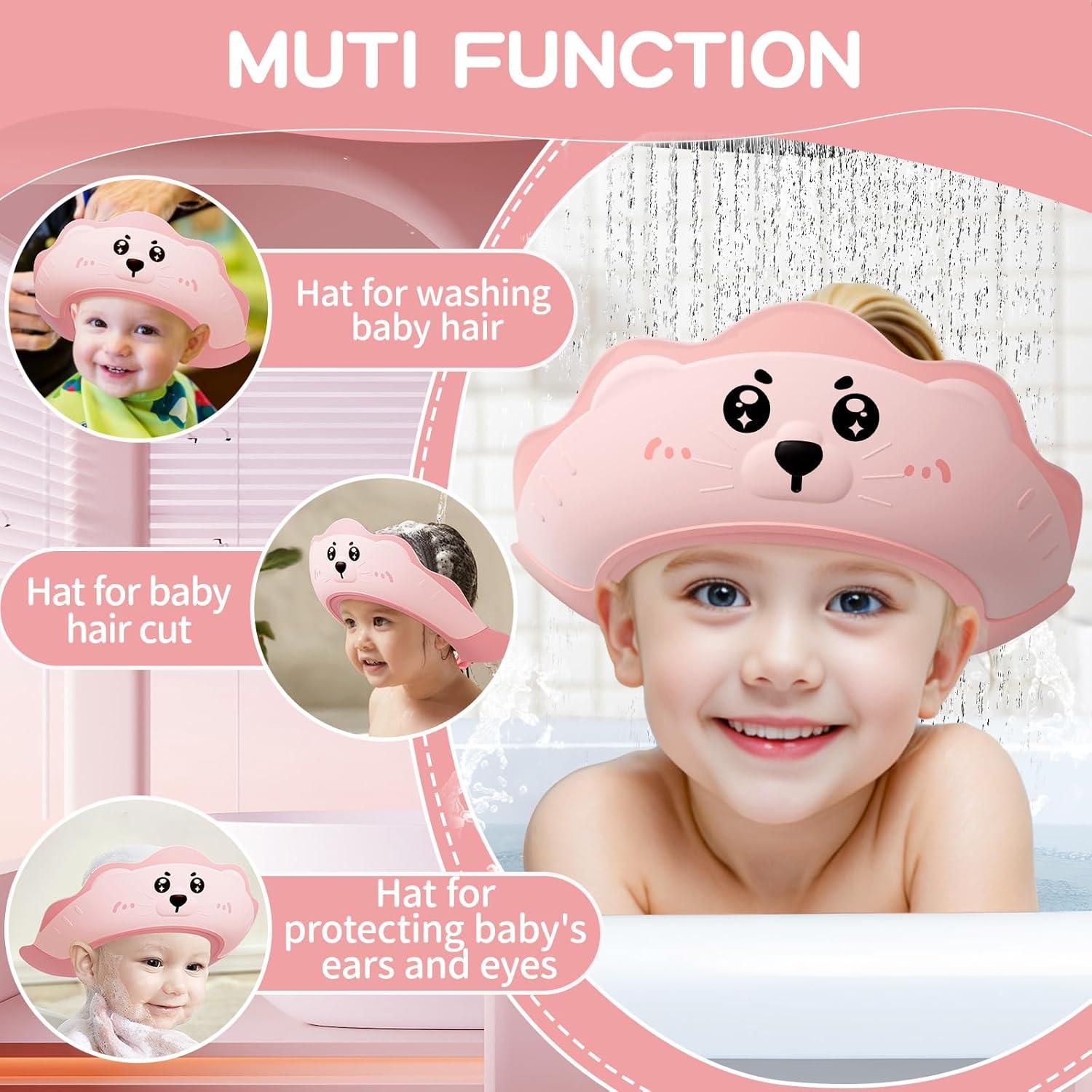 Gorro de Ducha para Bebé Lonlown Ajustable Rosa 38-61 cm