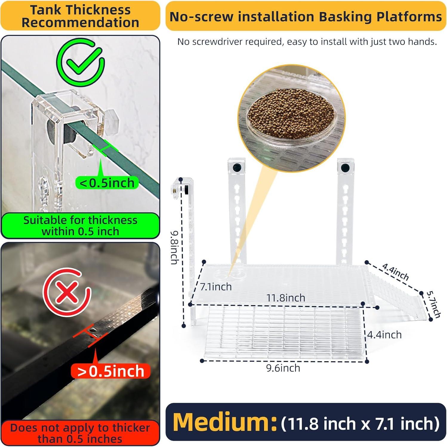 Plataforma de descanso para tortugas BINANO con rampa colgante