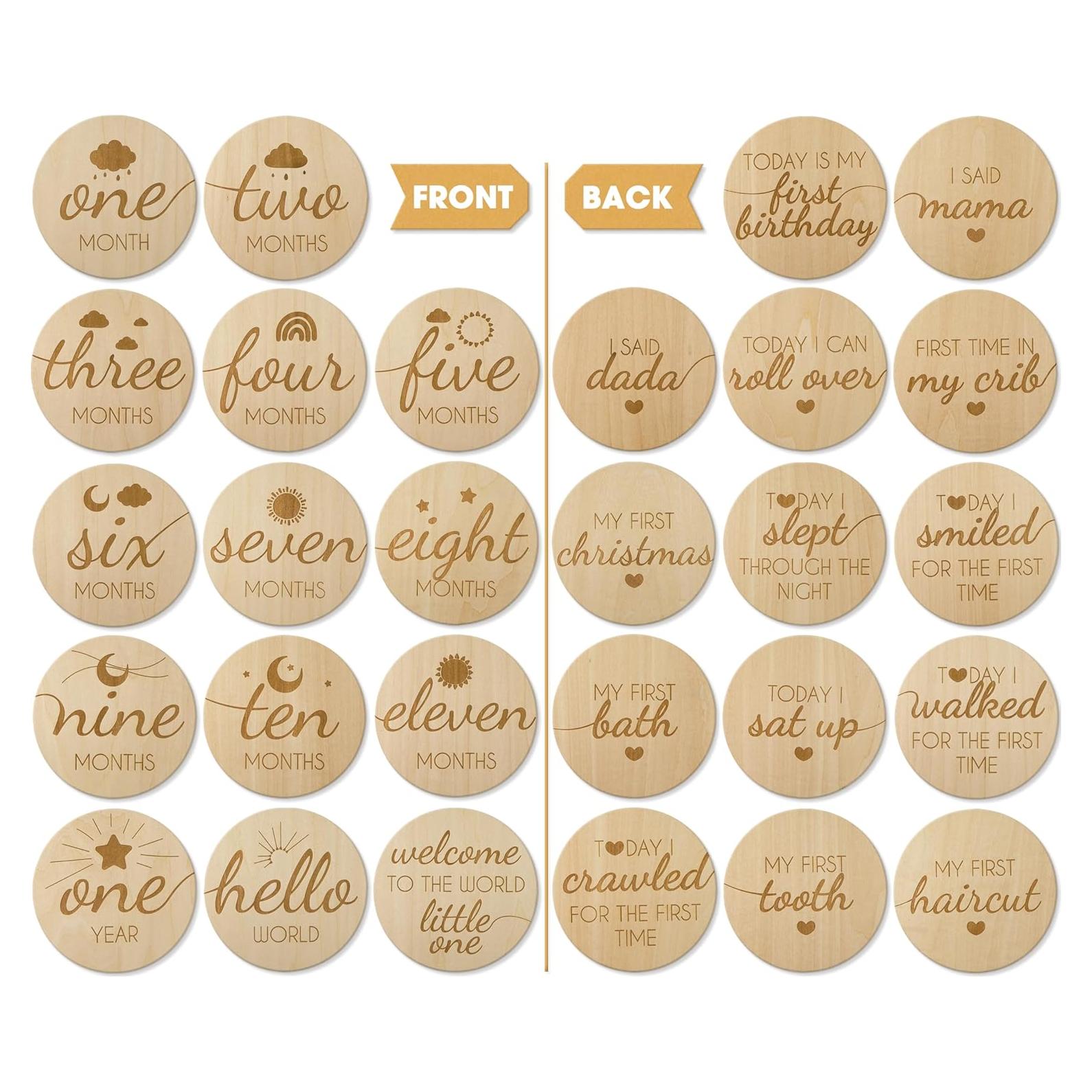 Set de 14 Discos de Hitos Mensuales de Madera CHIPCHIP