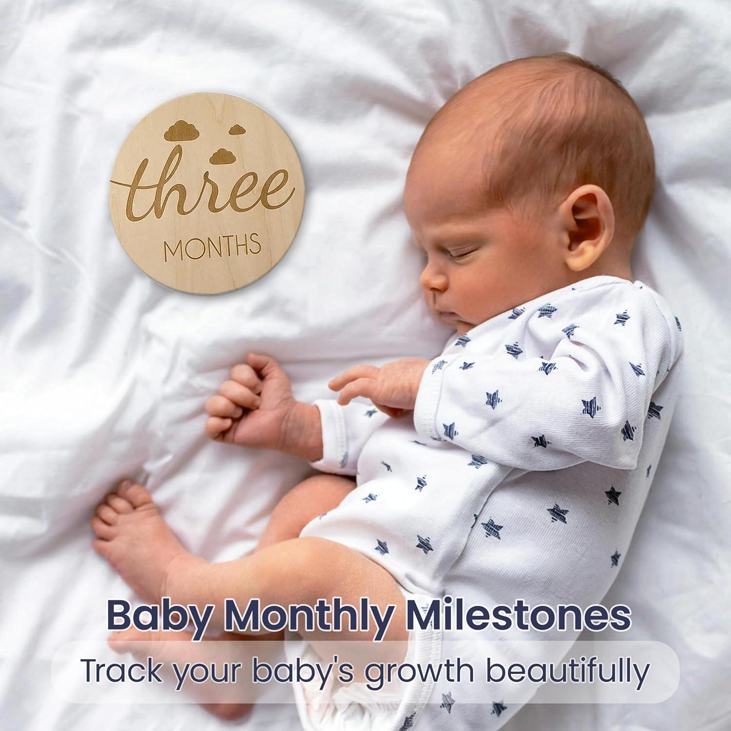 Set de 14 Discos de Hitos Mensuales de Madera CHIPCHIP