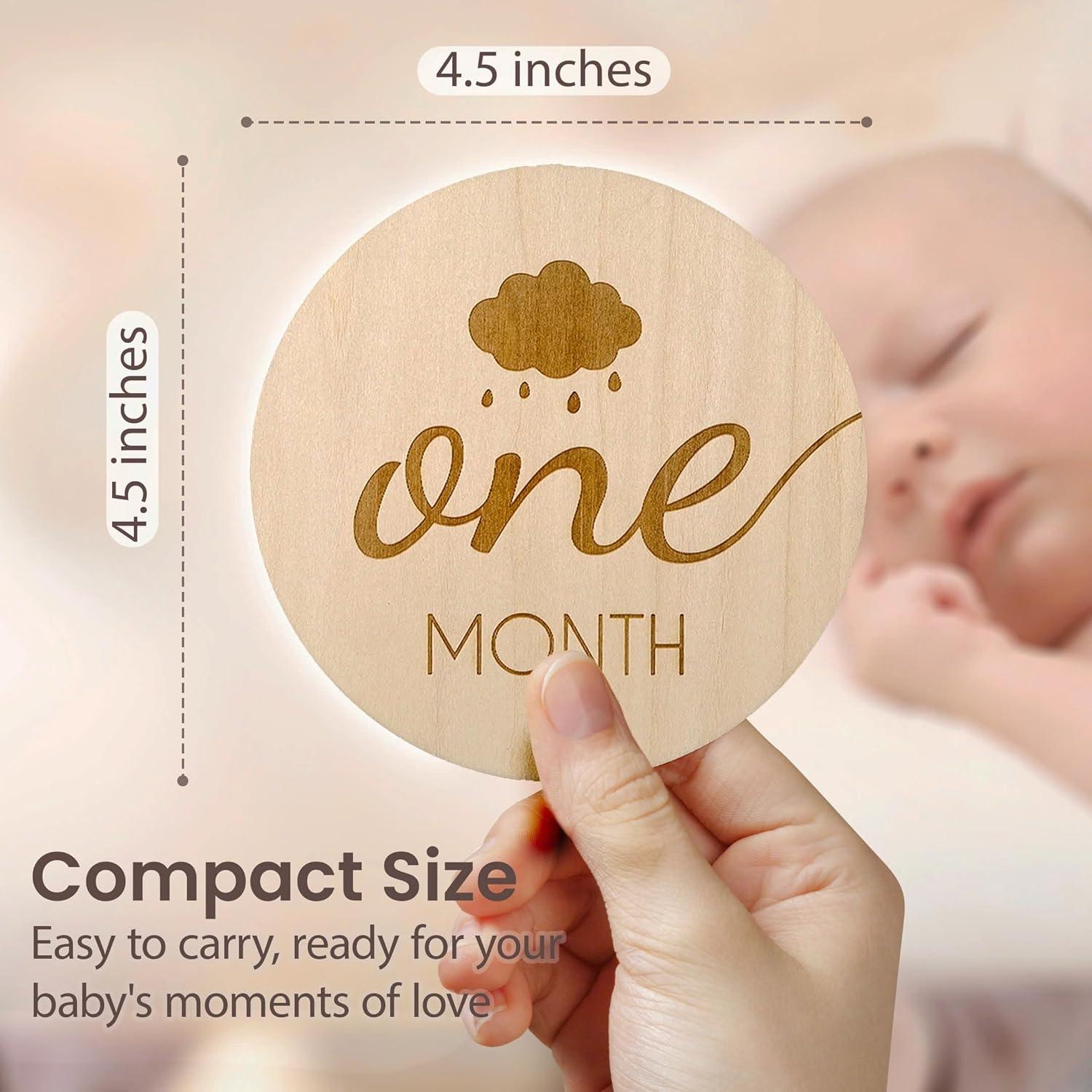 Set de 14 Discos de Hitos Mensuales de Madera CHIPCHIP