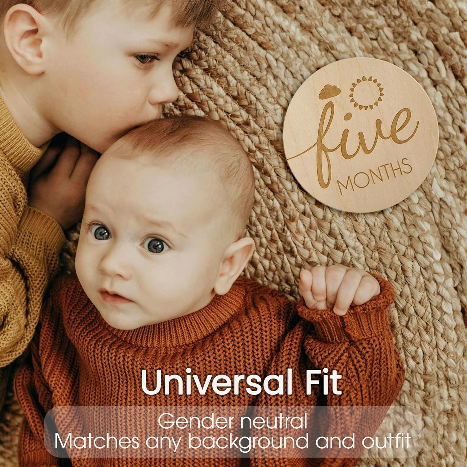 Set de 14 Discos de Hitos Mensuales de Madera CHIPCHIP