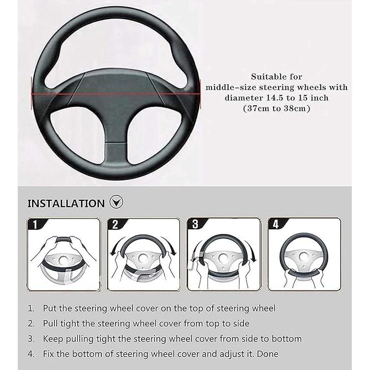Funda de Volante LABBYWAY de Cuero Microfibra 37-39 cm Antideslizante