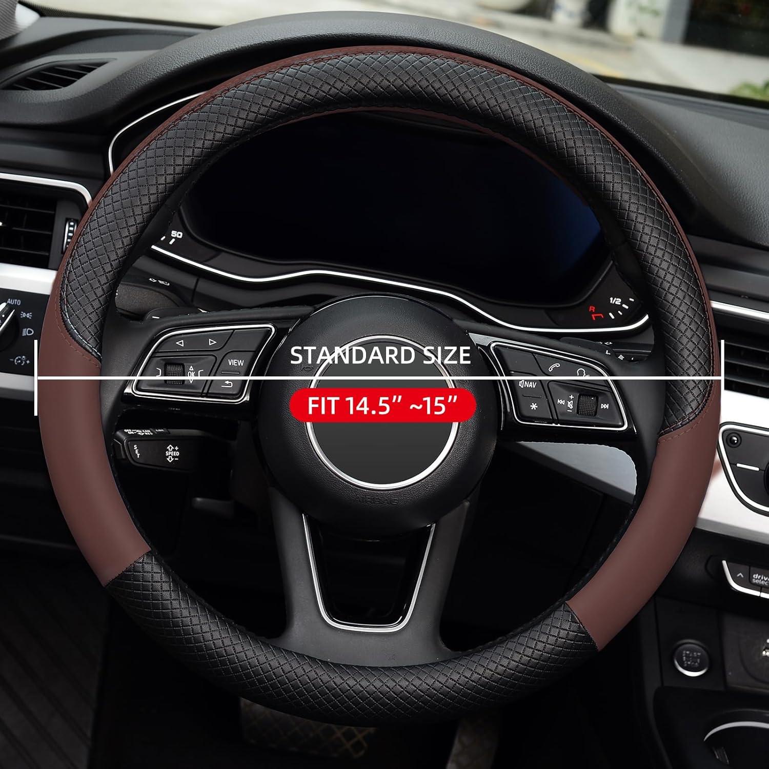 Funda de Volante LABBYWAY de Cuero Microfibra 37-39 cm Antideslizante