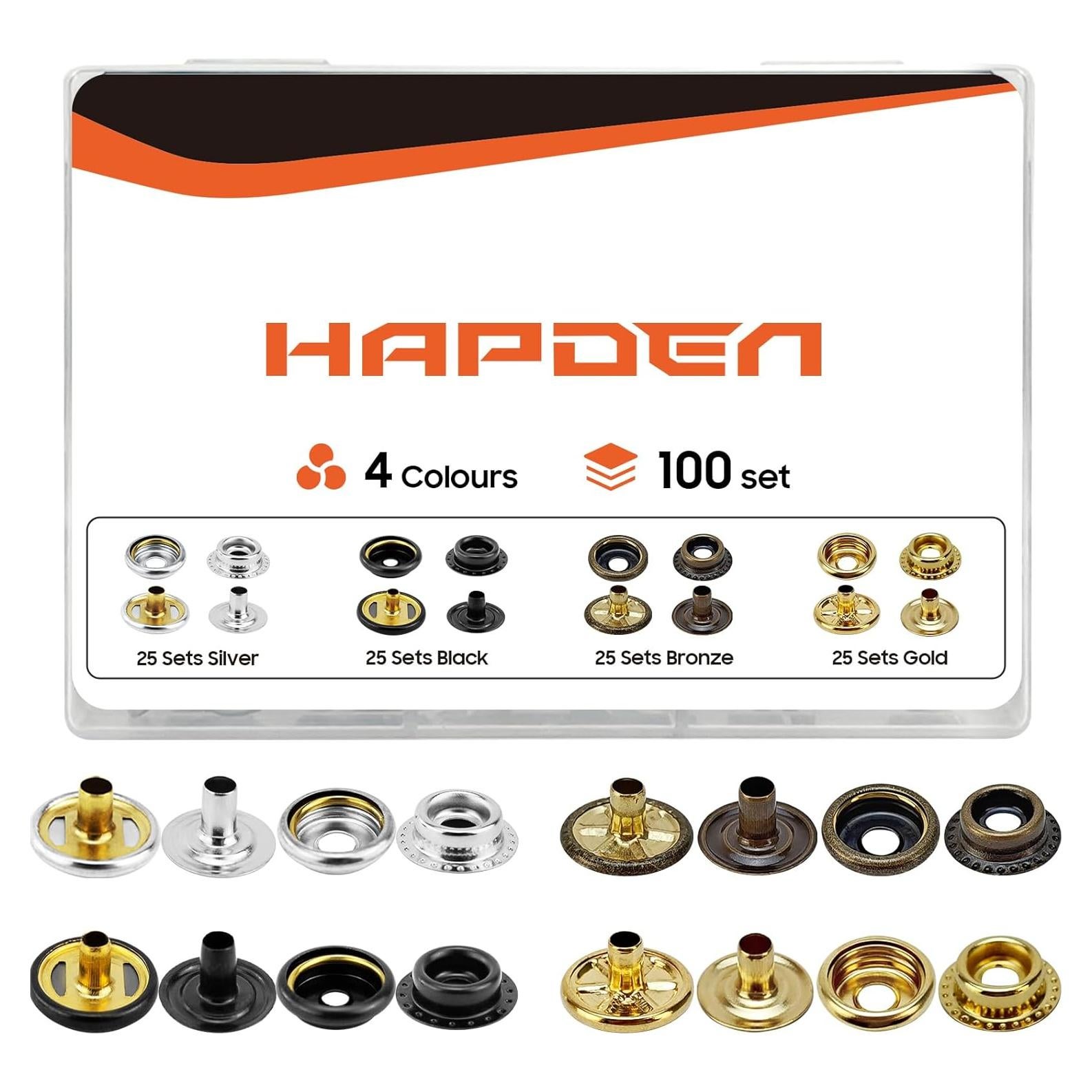 Kit de 400 Botones Marinos HAPDEN de Acero Inoxidable 3/8"