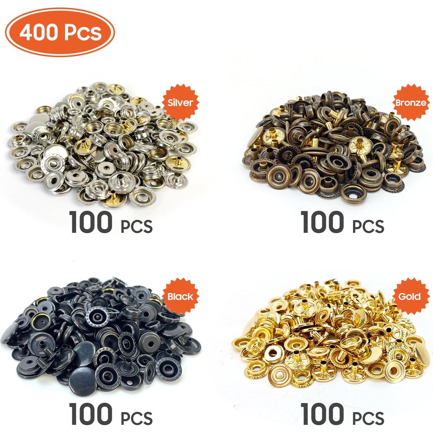 Kit de 400 Botones Marinos HAPDEN de Acero Inoxidable 3/8"