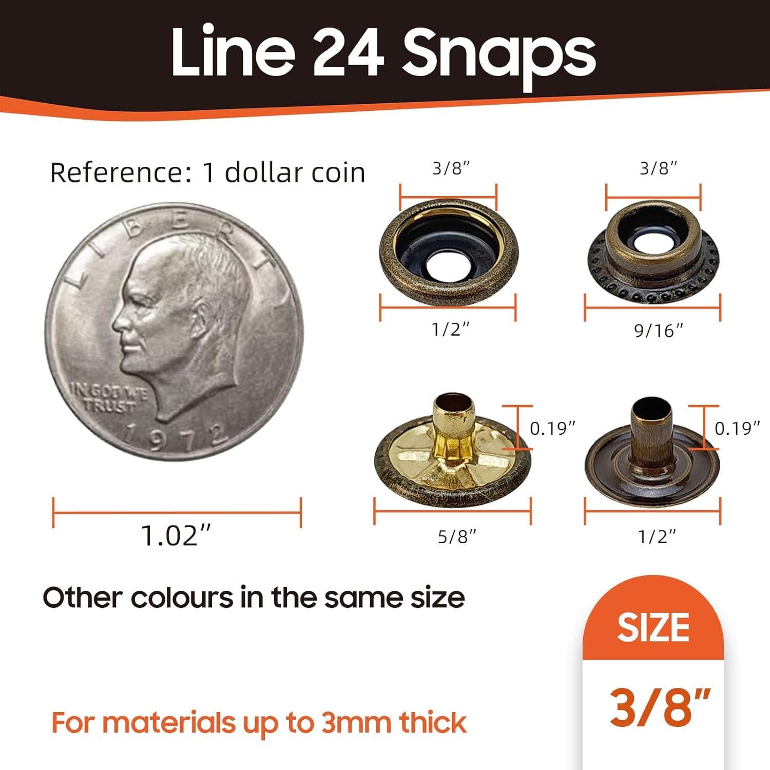 Kit de 400 Botones Marinos HAPDEN de Acero Inoxidable 3/8"