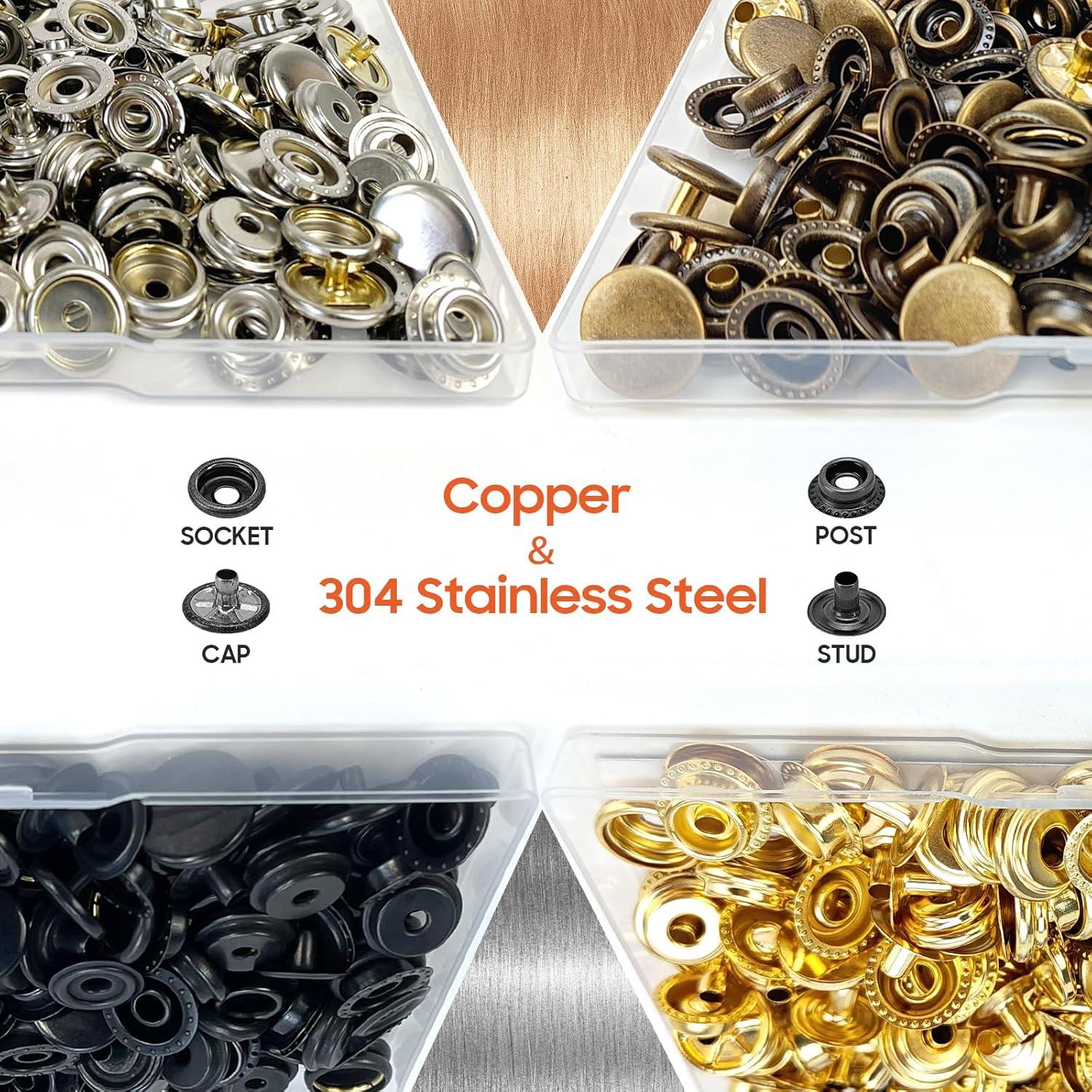 Kit de 400 Botones Marinos HAPDEN de Acero Inoxidable 3/8"