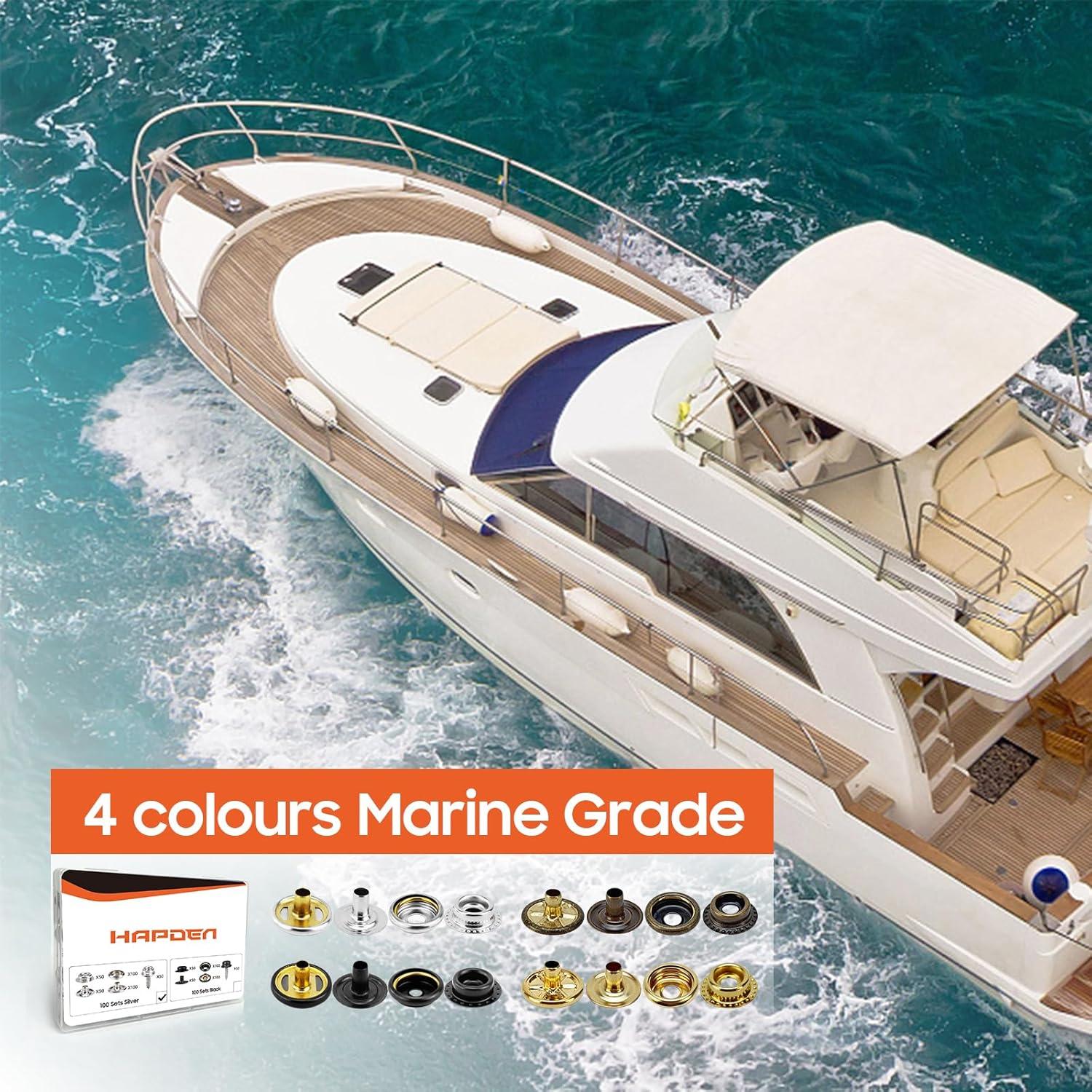 Kit de 400 Botones Marinos HAPDEN de Acero Inoxidable 3/8"