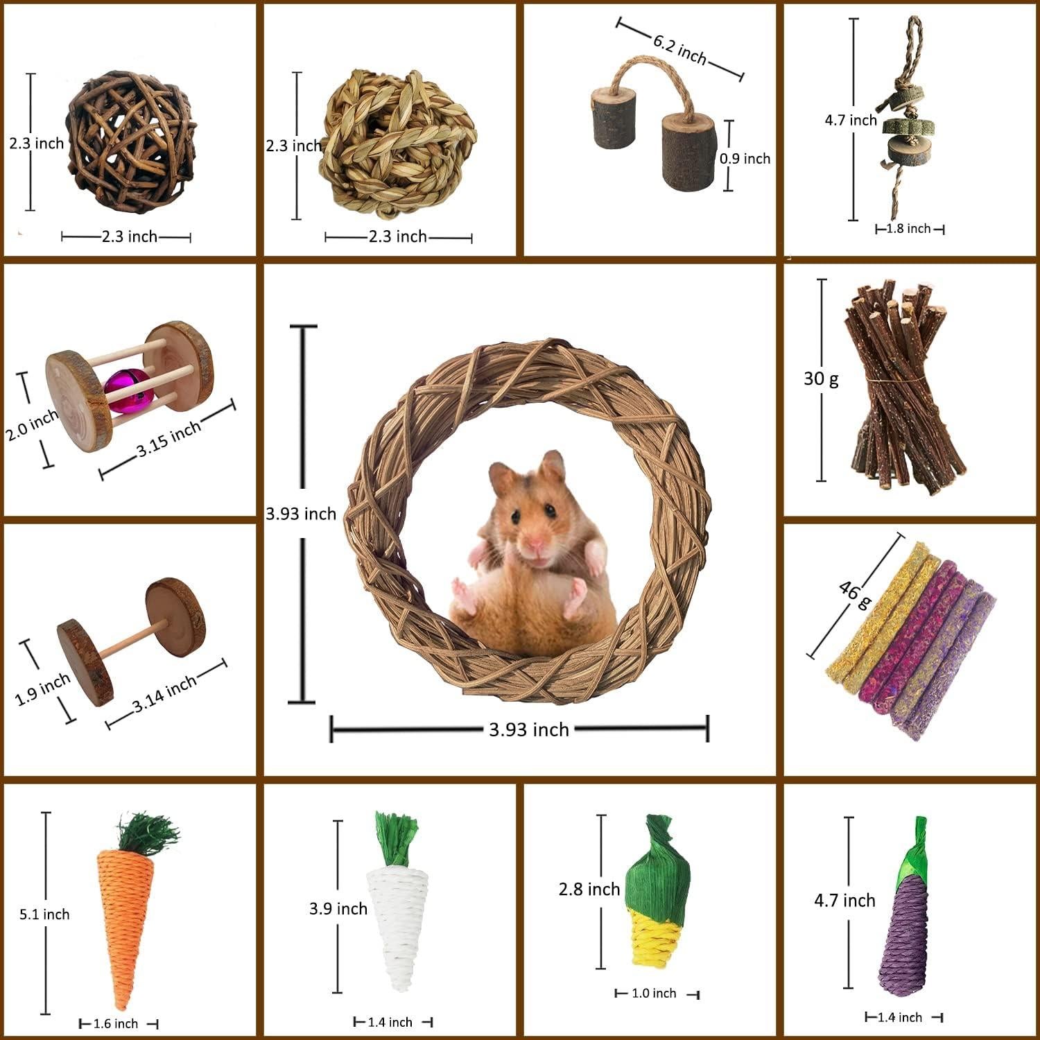 Juego de Juguetes para Conejos y Cobayas Dbeans 13 Piezas