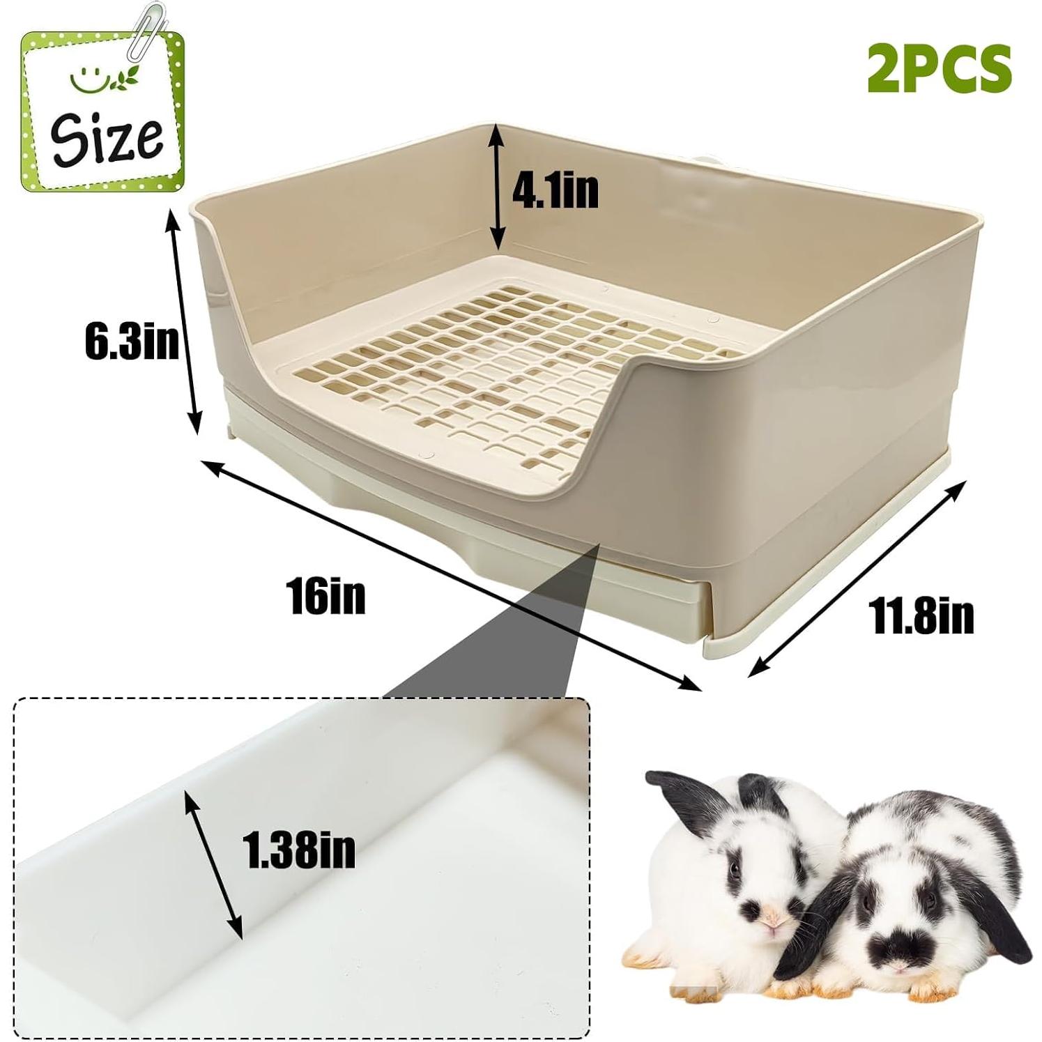 Caja de Arena para Conejos Kathson 2PCS 40.6x30cm Marrón