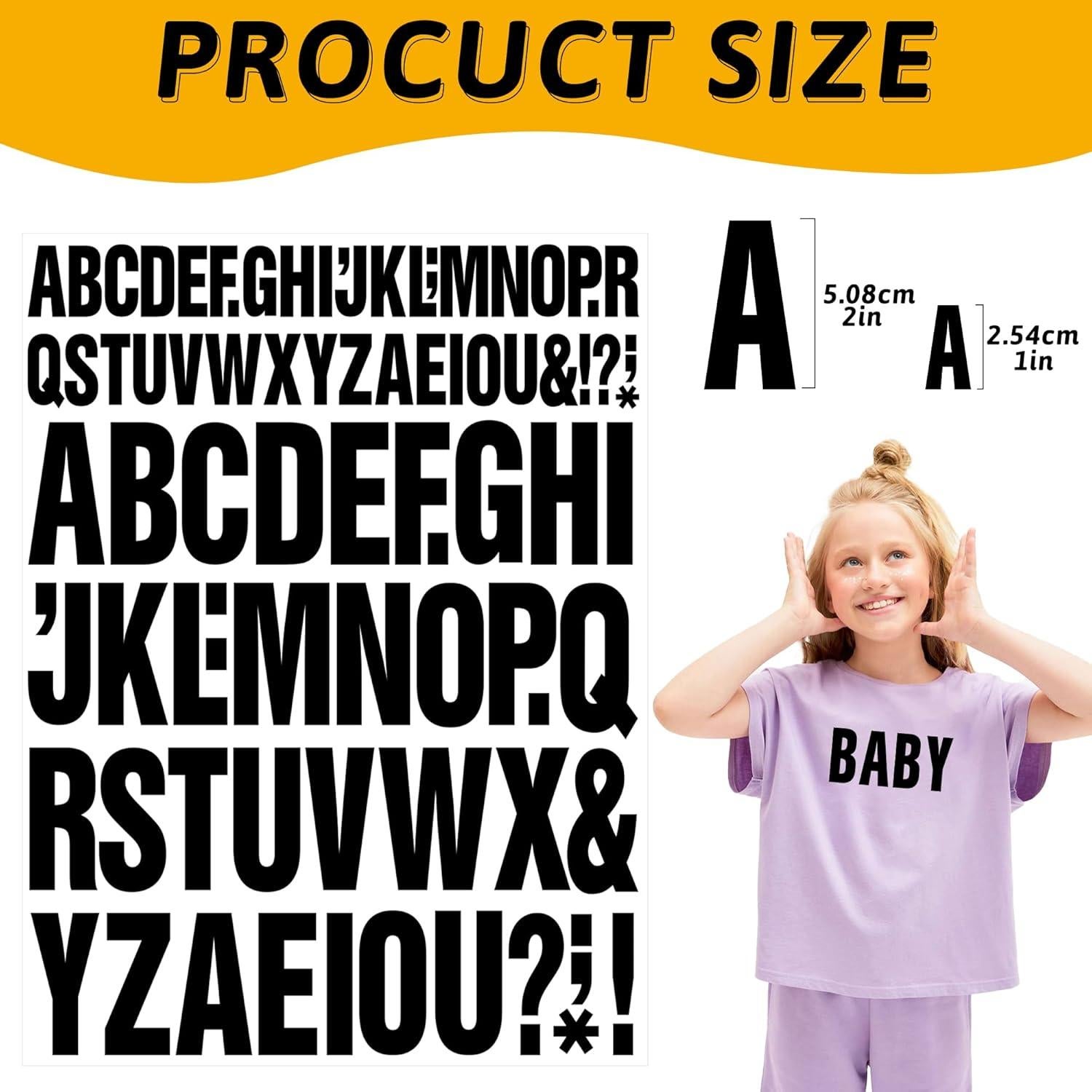 Letras Termoadhesivas Timenued 972 Piezas 2 y 1 Pulgada Negro