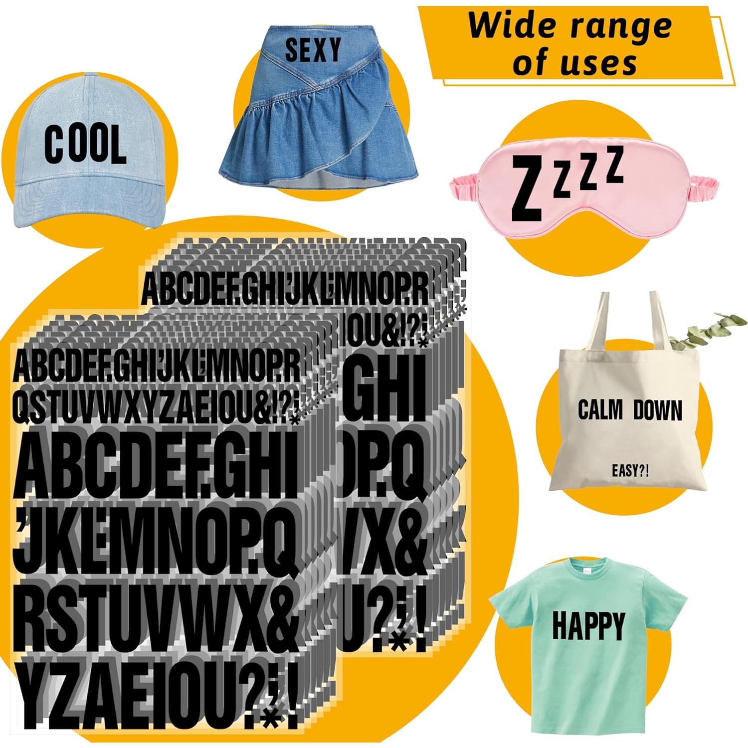 Letras Termoadhesivas Timenued 972 Piezas 2 y 1 Pulgada Negro