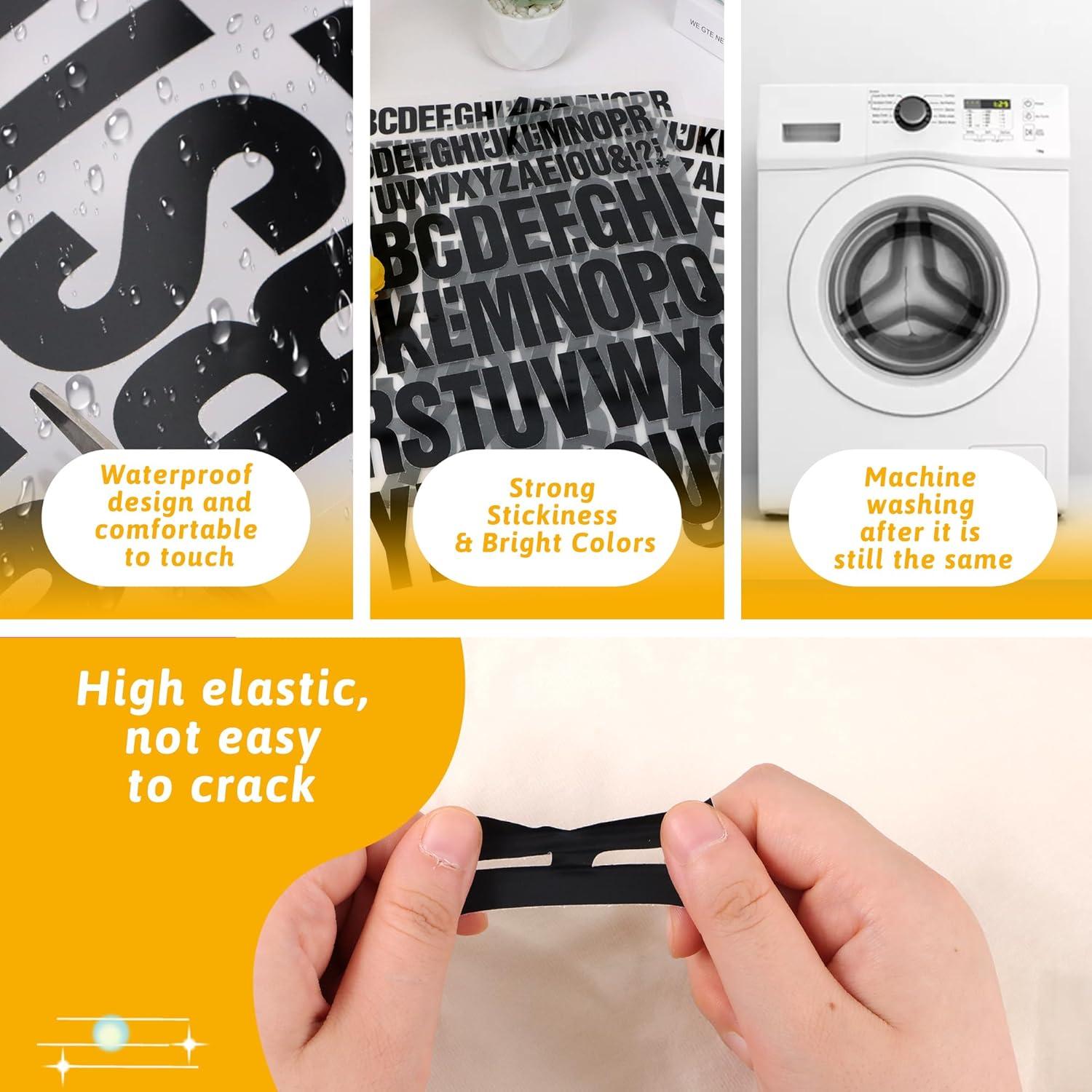 Letras Termoadhesivas Timenued 972 Piezas 2 y 1 Pulgada Negro