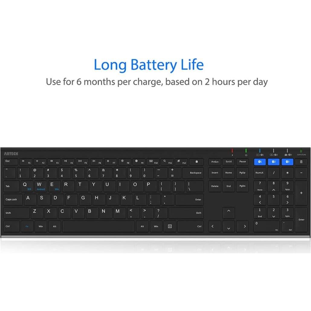 Teclado Bluetooth Arteck HB192 Inalámbrico Acero Inoxidable