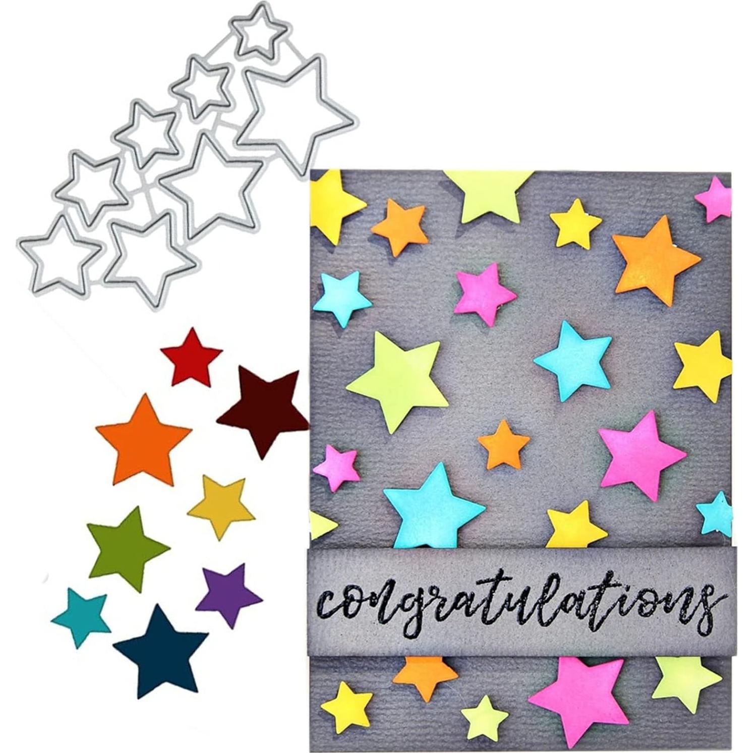 Troqueles de Corte de Metal XMEI 7 Estrellas 7.8x4cm para Scrapbooking