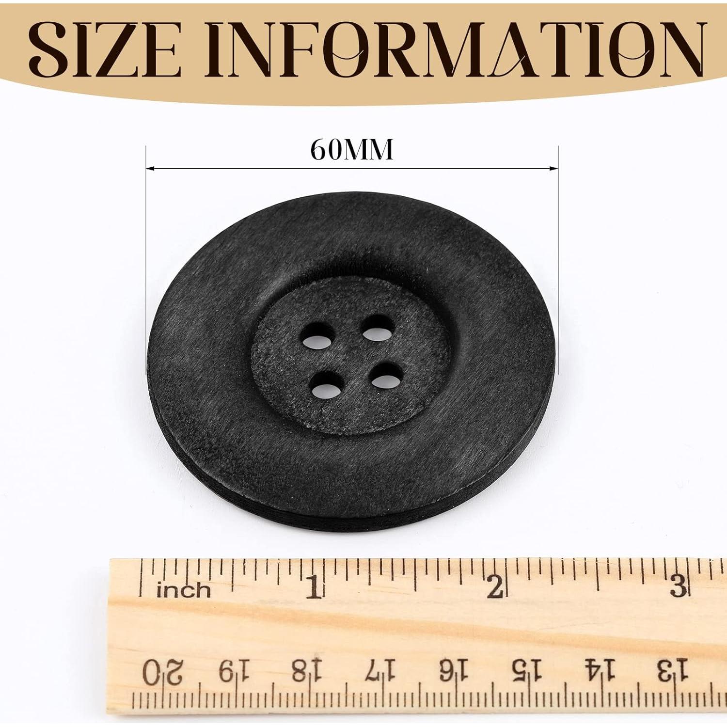 30 Botones de Madera Grandes MTLEE 6 cm Redondos 4 Agujeros
