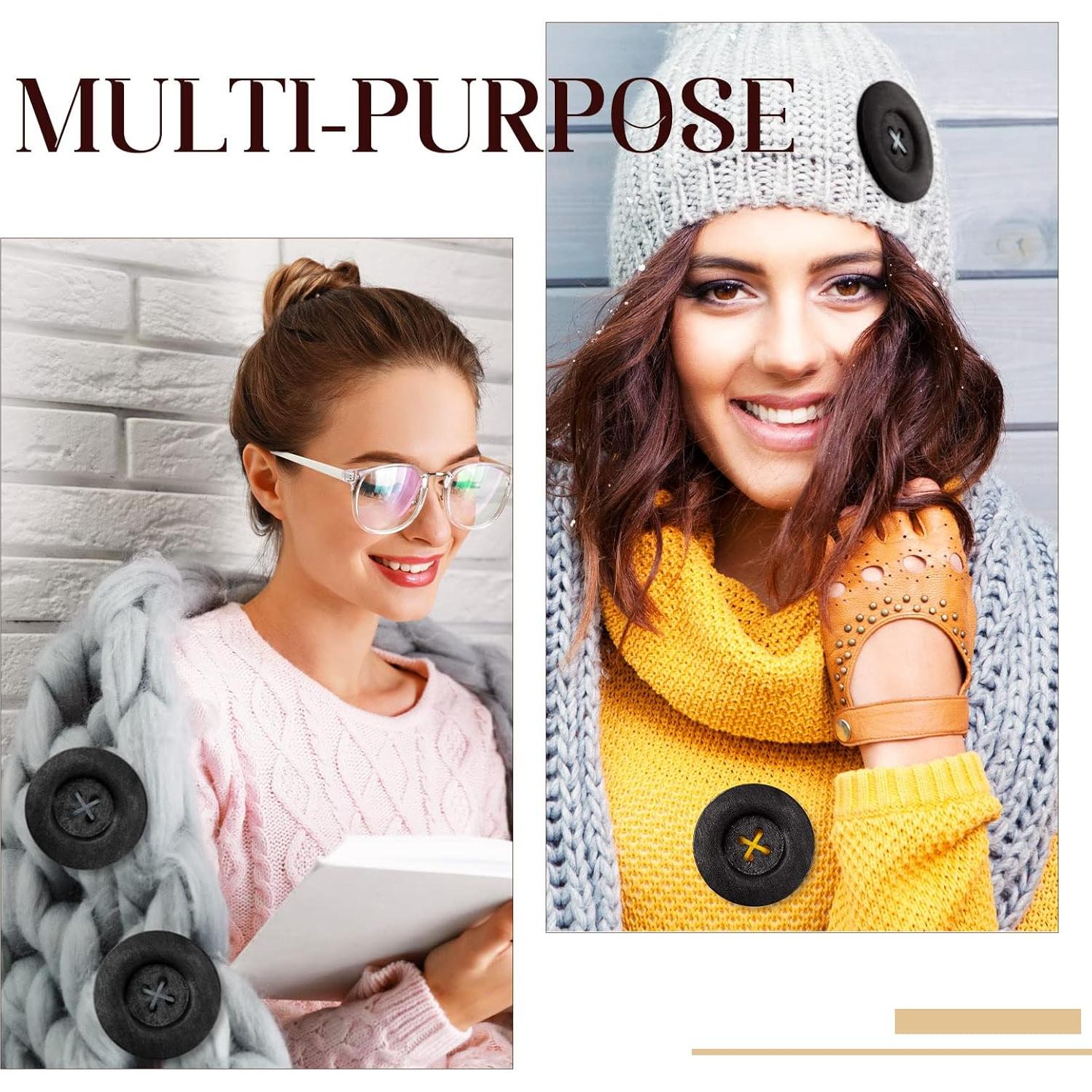 30 Botones de Madera Grandes MTLEE 6 cm Redondos 4 Agujeros