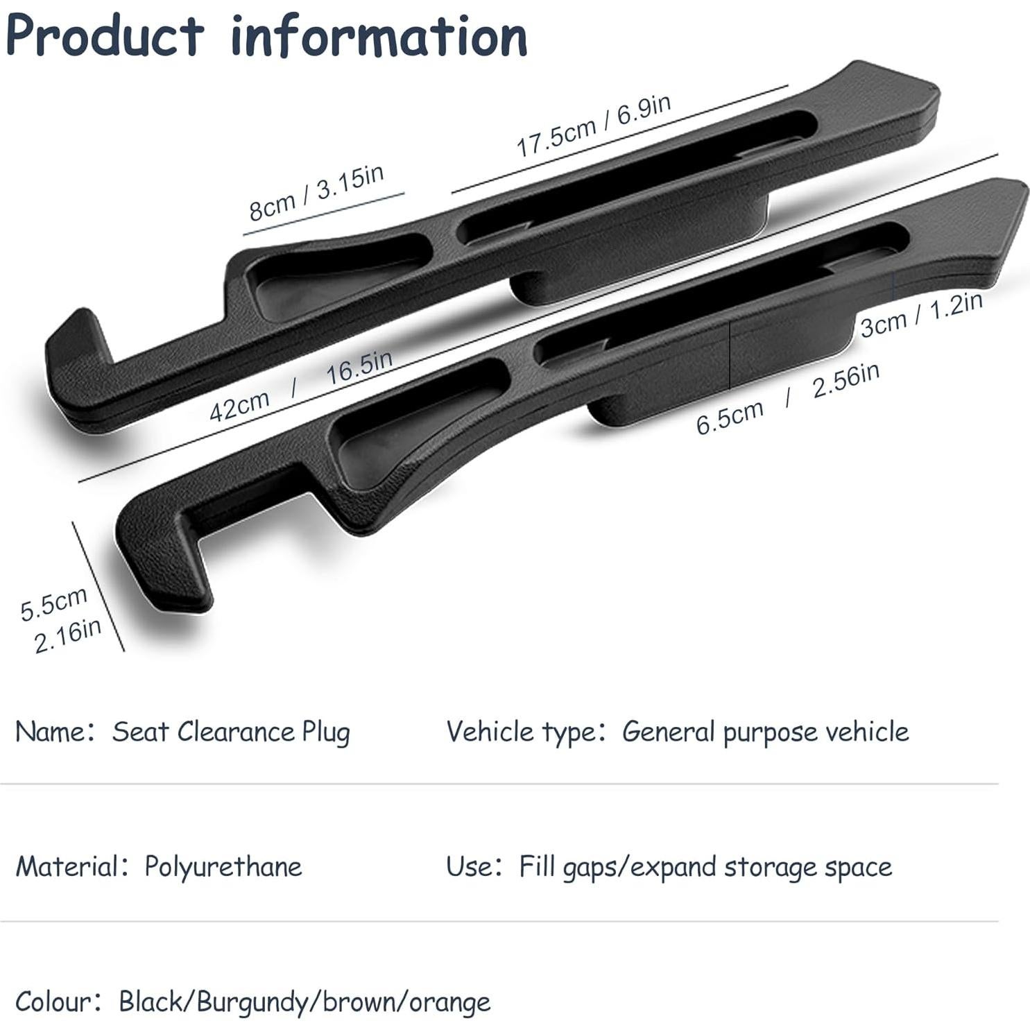 Relleno Espacio Asientos Coche GPKJQZS 2 Paquete Negro