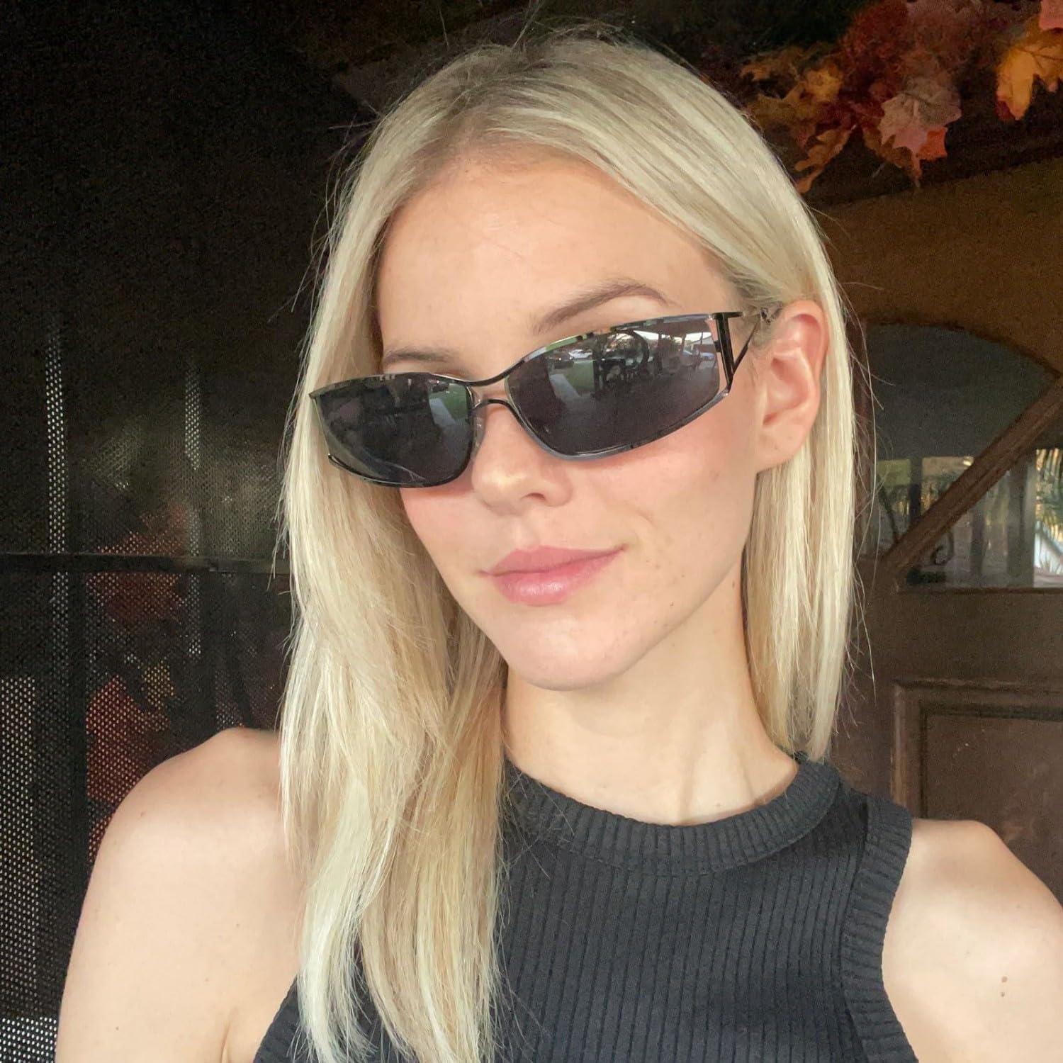 Gafas de sol Y2K BAWUYI con protección UV400 - Marco Negro