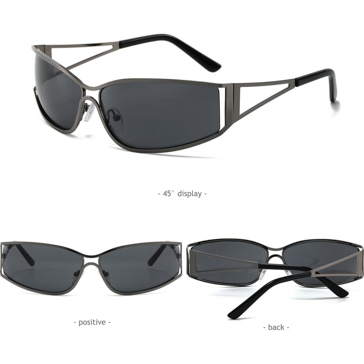 Gafas de sol Y2K BAWUYI con protección UV400 - Marco Negro