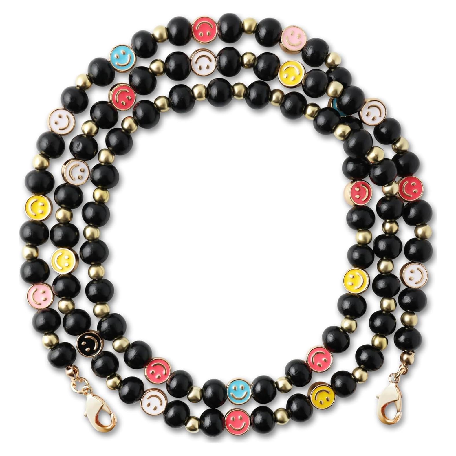 Cadena para Gafas MyFavoriteK con Cuentas de Sonrisa - Negro