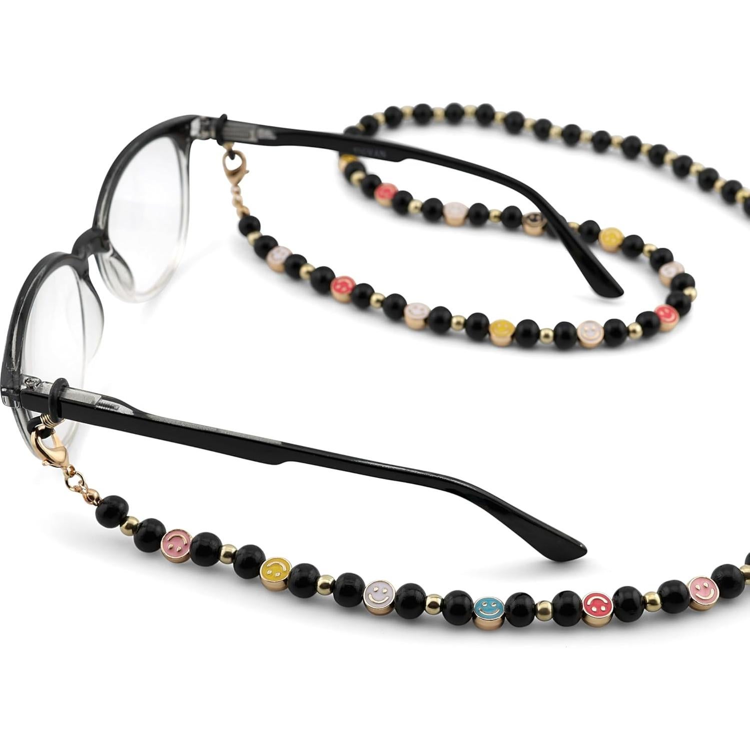 Cadena para Gafas MyFavoriteK con Cuentas de Sonrisa - Negro