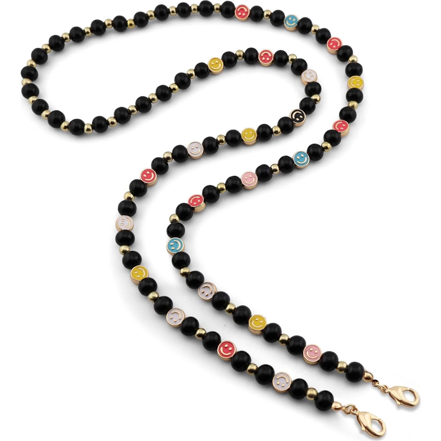 Cadena para Gafas MyFavoriteK con Cuentas de Sonrisa - Negro