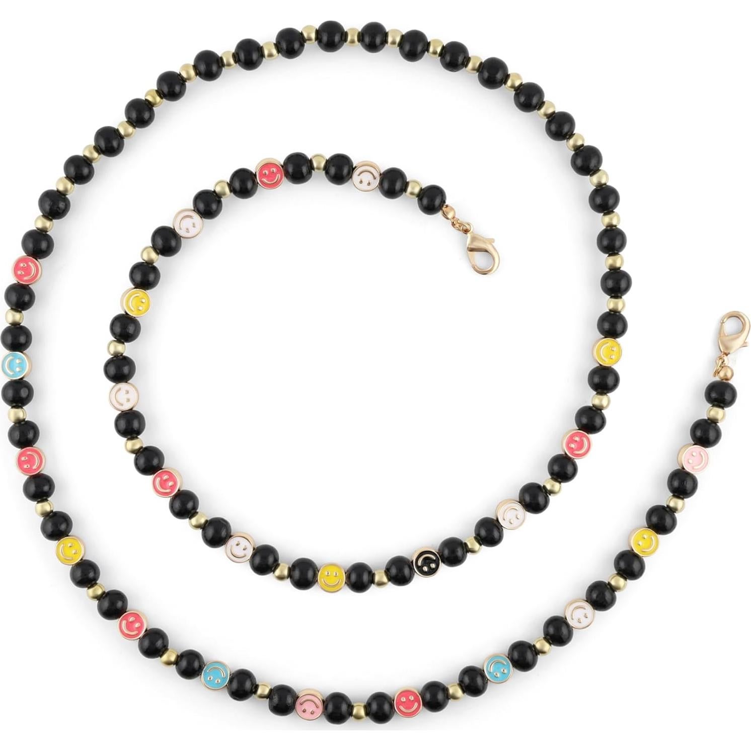 Cadena para Gafas MyFavoriteK con Cuentas de Sonrisa - Negro