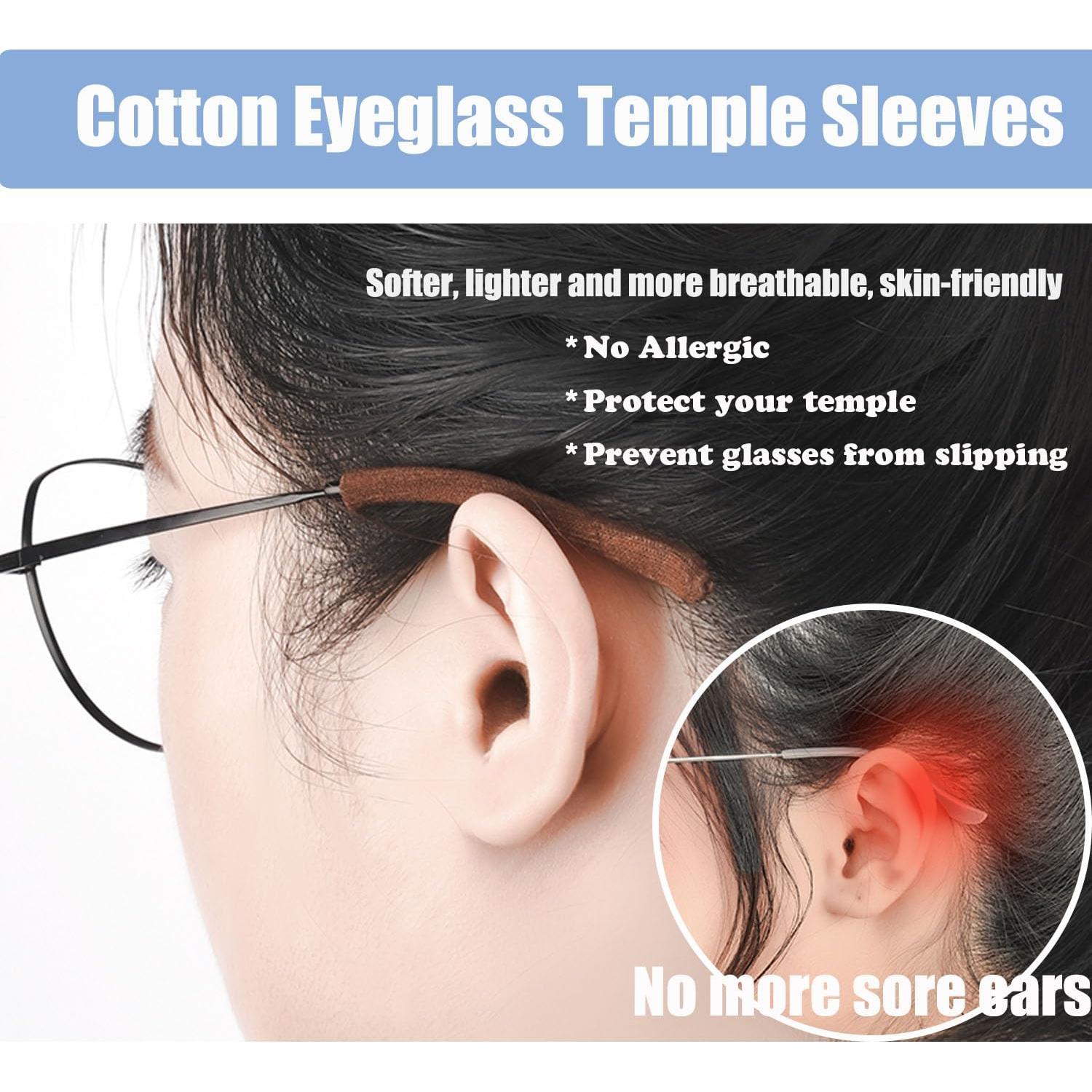 Mangas Antideslizantes para Templos de Gafas de Algodón - Negro