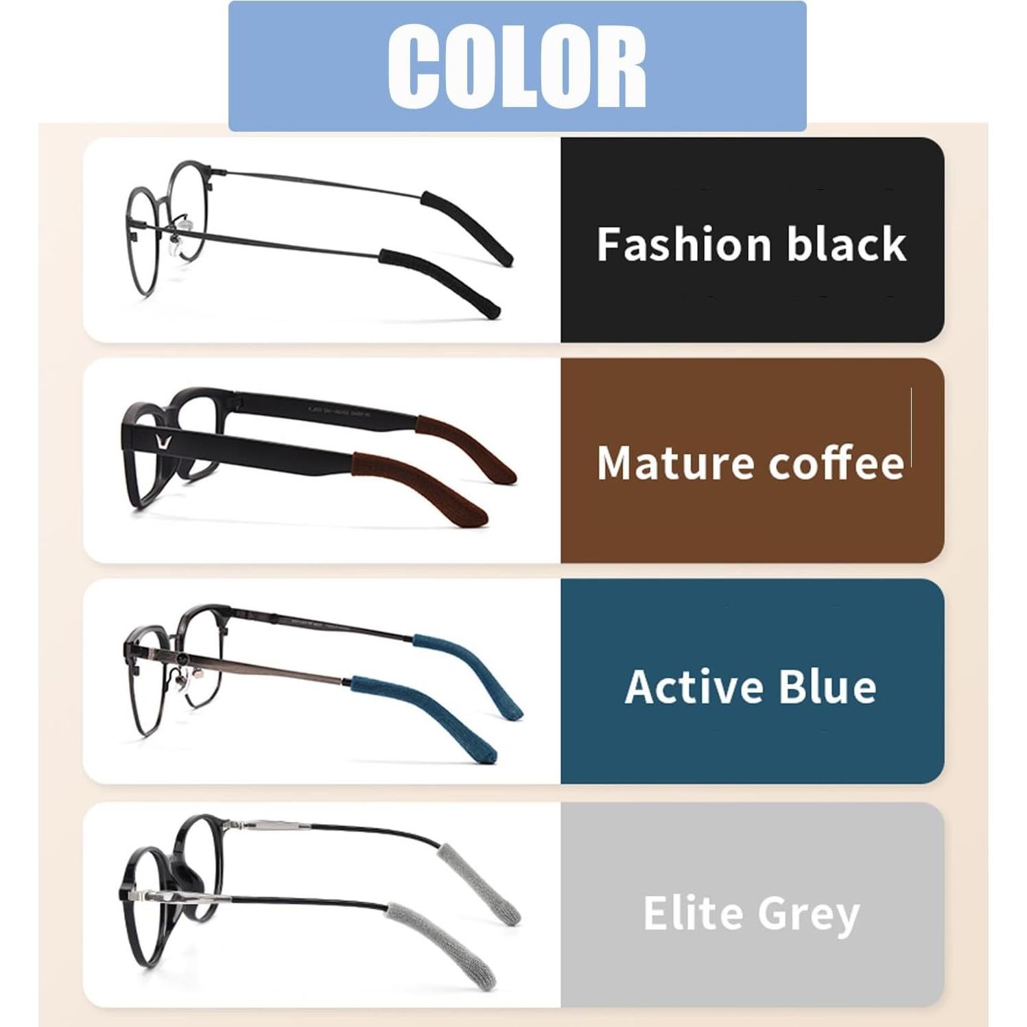 Mangas Antideslizantes para Templos de Gafas de Algodón - Negro