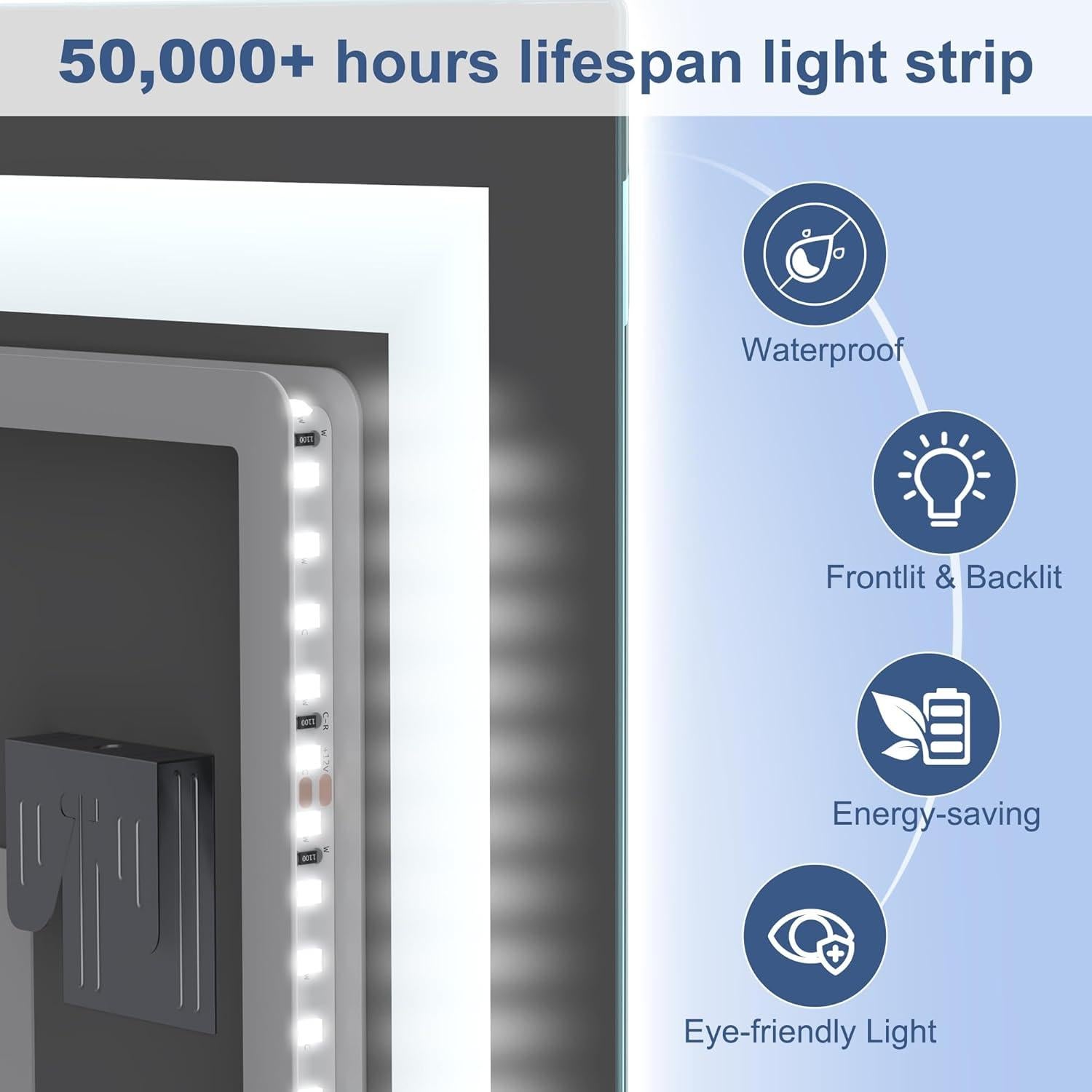 Espejo de Baño LED STARLEAD 80x60 cm con Bluetooth y Anti-vaho