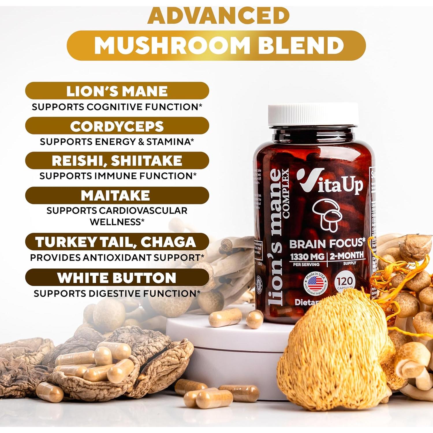 Cápsulas de Suplemento de Melena de León VitaUp 120 Unidades