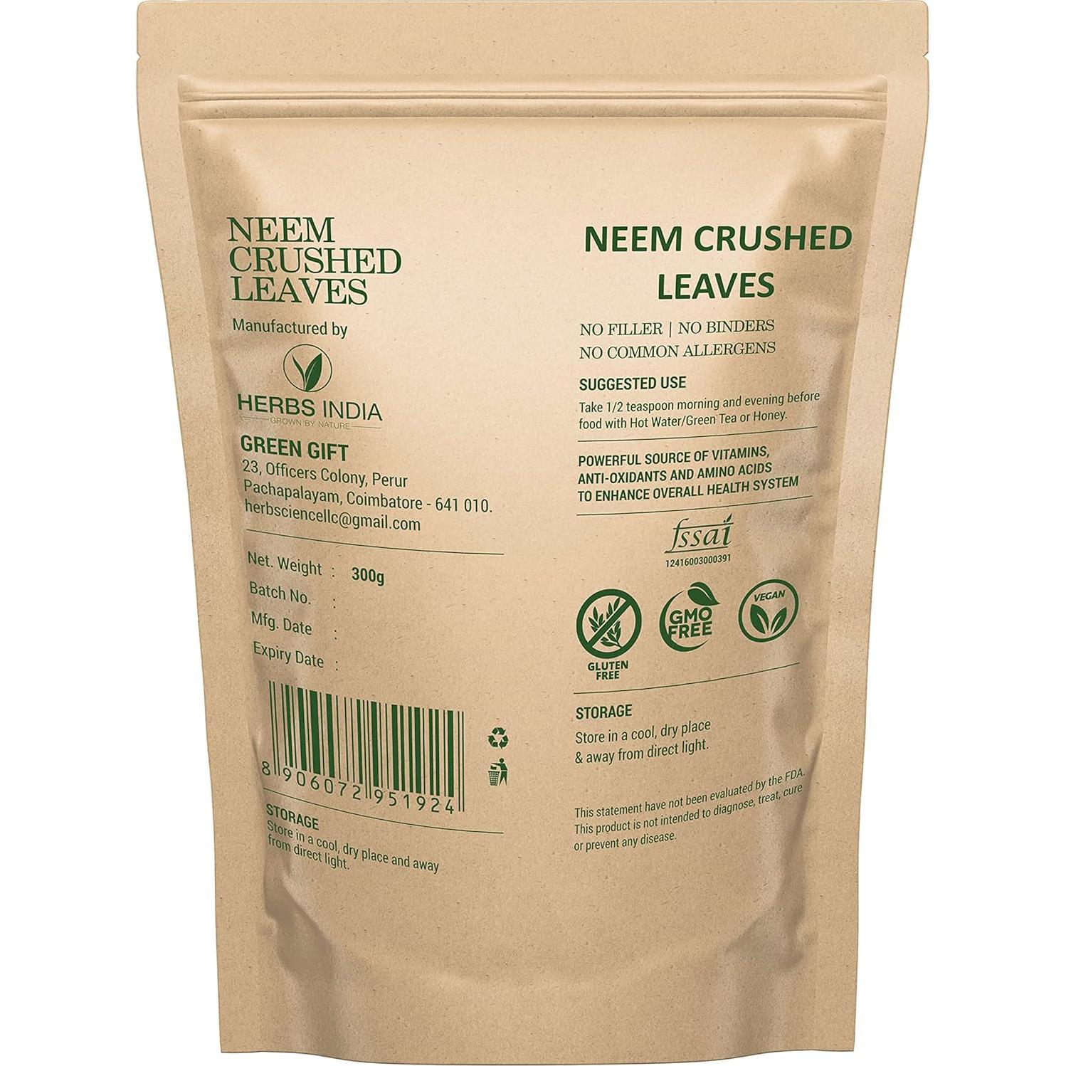 Hojas de Neem Trituradas 4 Paquetes de 300g Suplementos Herbales