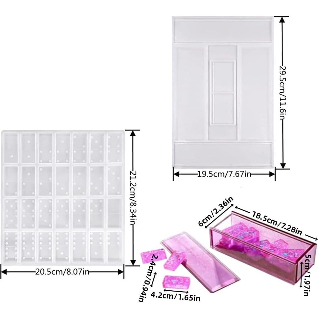 Kit de Moldes de Silicona Accfore para Dominó y Caja DIY
