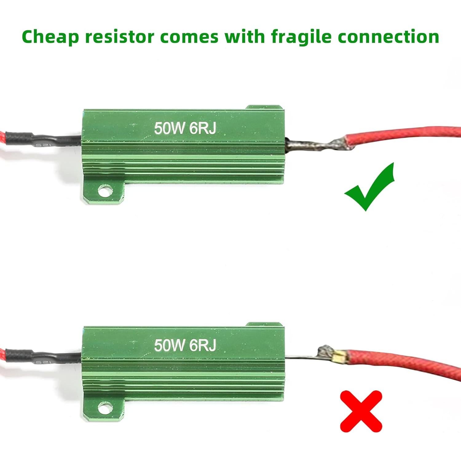 Kit 4 Resistores de Carga LED 50W 6 Ohm Reswish para Señal