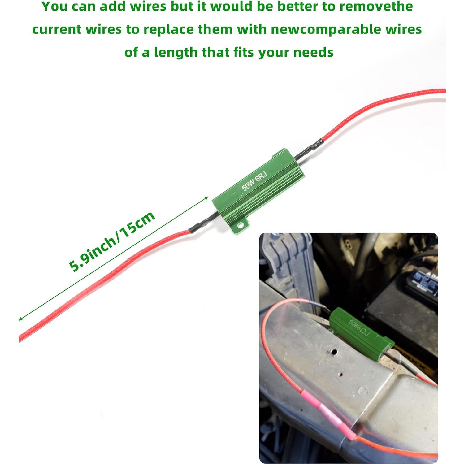 Kit 4 Resistores de Carga LED 50W 6 Ohm Reswish para Señal