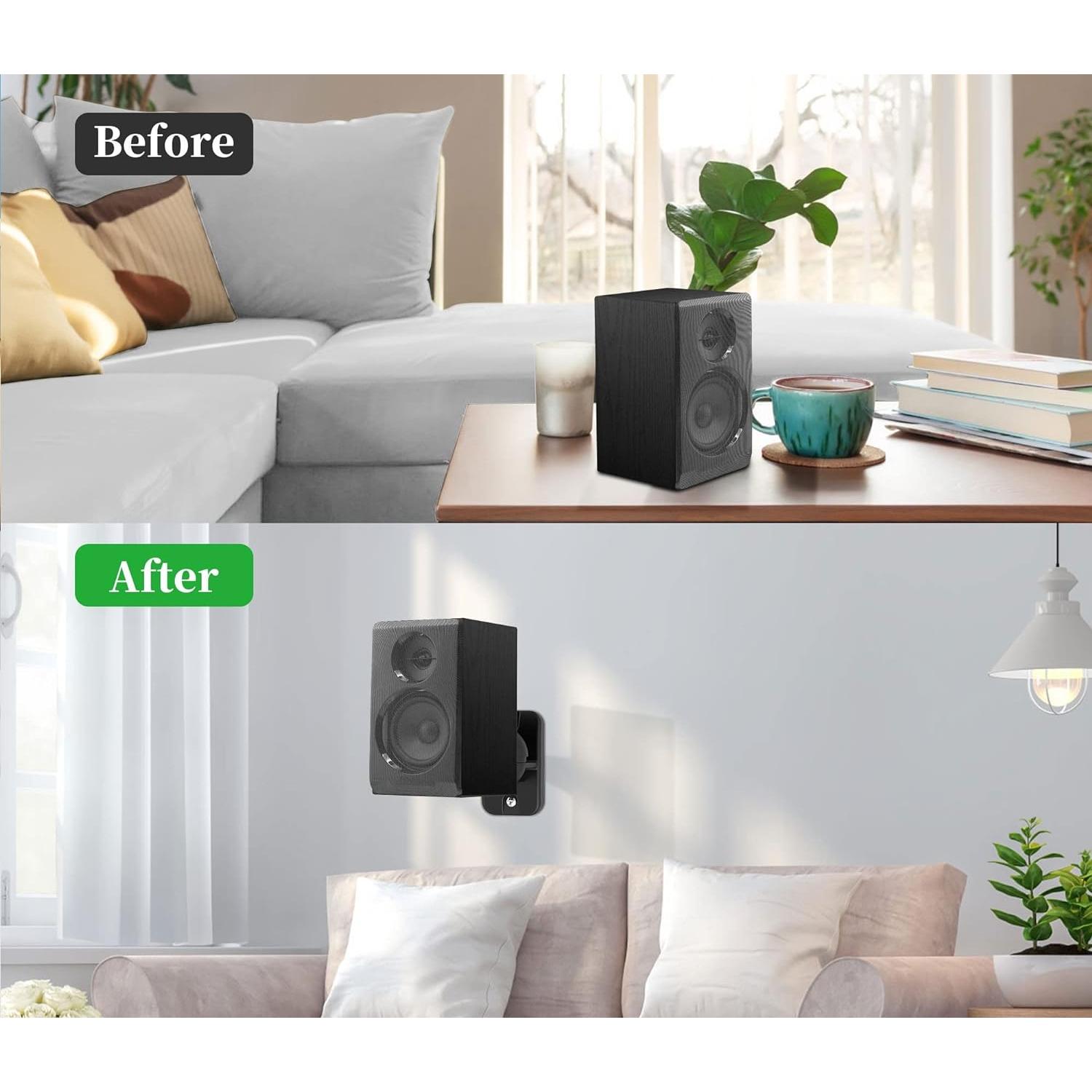 Soporte de Pared para Altavoces HomeMount - Negro, Ajustable, 2 Piezas
