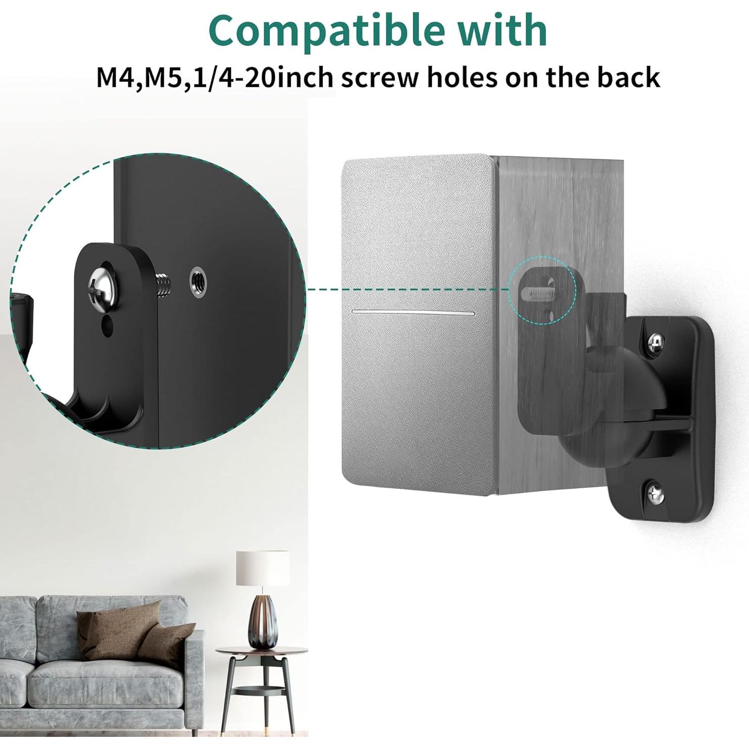 Soporte de Pared para Altavoces HomeMount - Negro, Ajustable, 2 Piezas